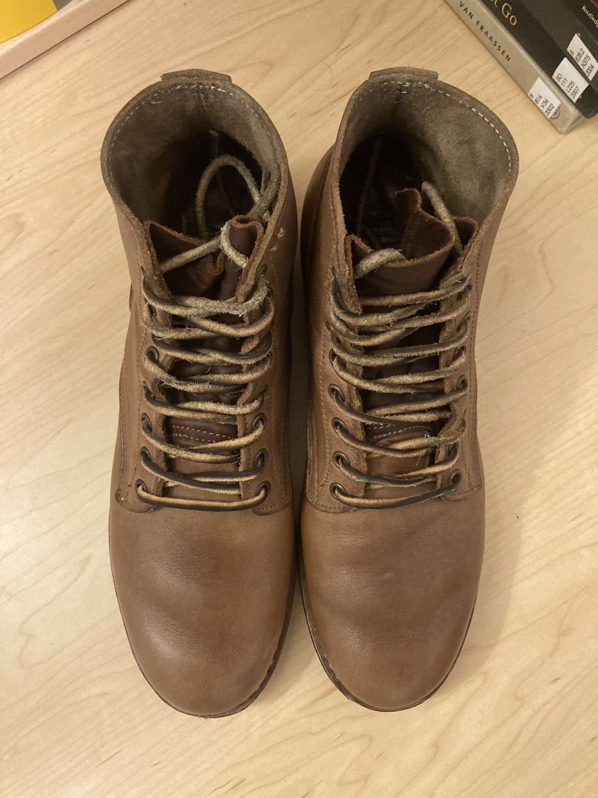 Photo by patinathunderdome on November 6, 2021 of the Oak Street Bootmakers Storm Boot in Horween Natural Chromexcel.