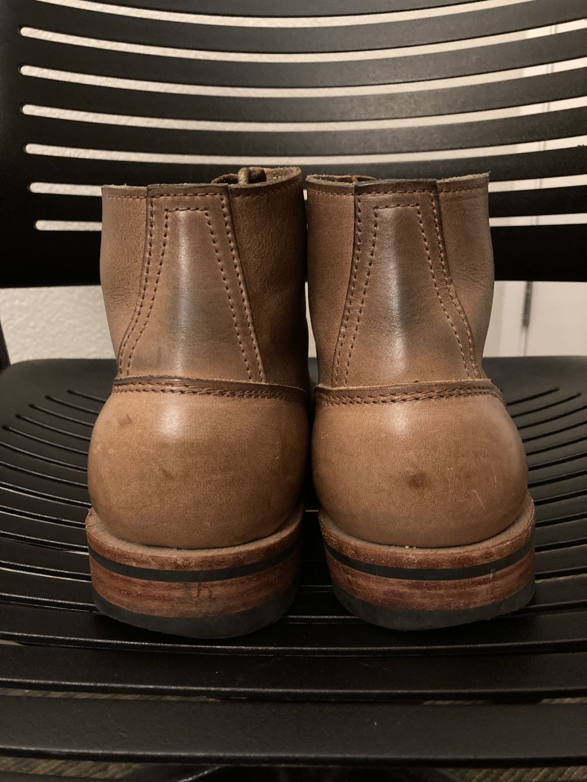 Photo by patinathunderdome on December 6, 2021 of the Oak Street Bootmakers Storm Boot in Horween Natural Chromexcel.