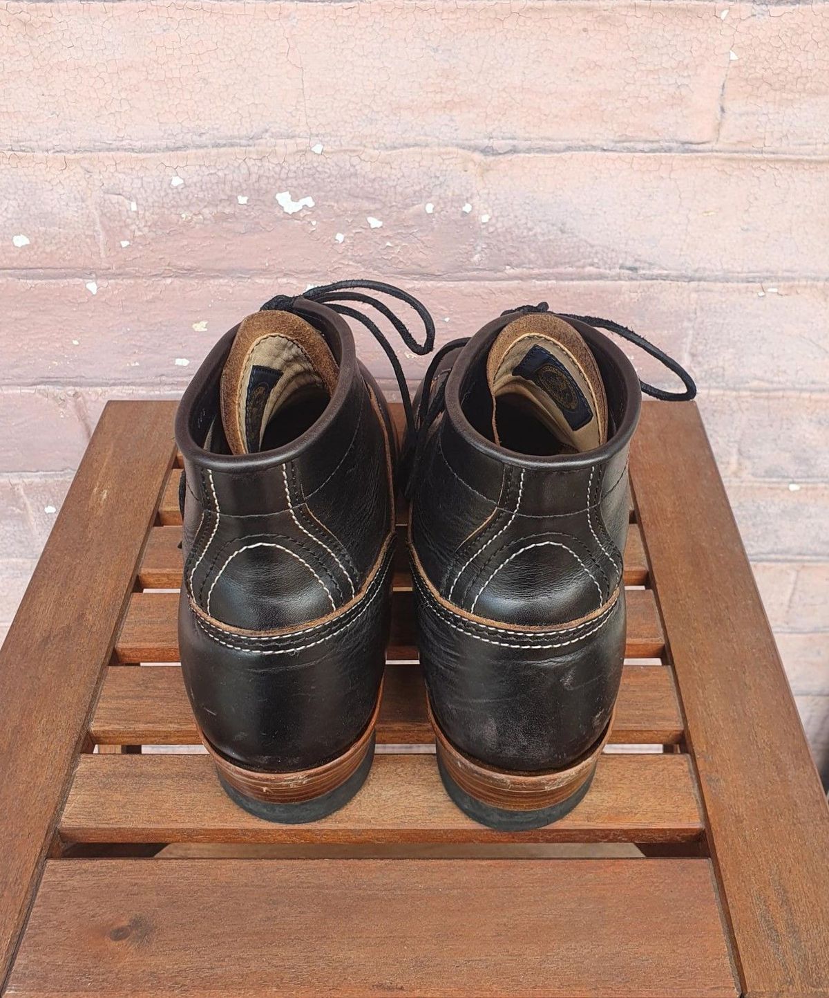 Photo by patinathunderdome on January 6, 2022 of the John Lofgren Donkey Puncher Boots in Horween Black Chromexcel.