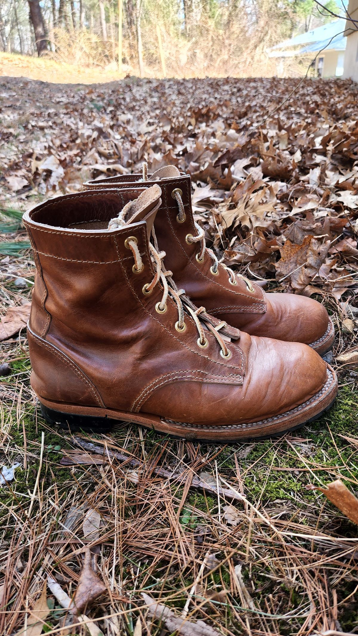 Photo by patinathunderdome on April 5, 2022 of the Self-Made in Horween Coppertone Chromexcel.