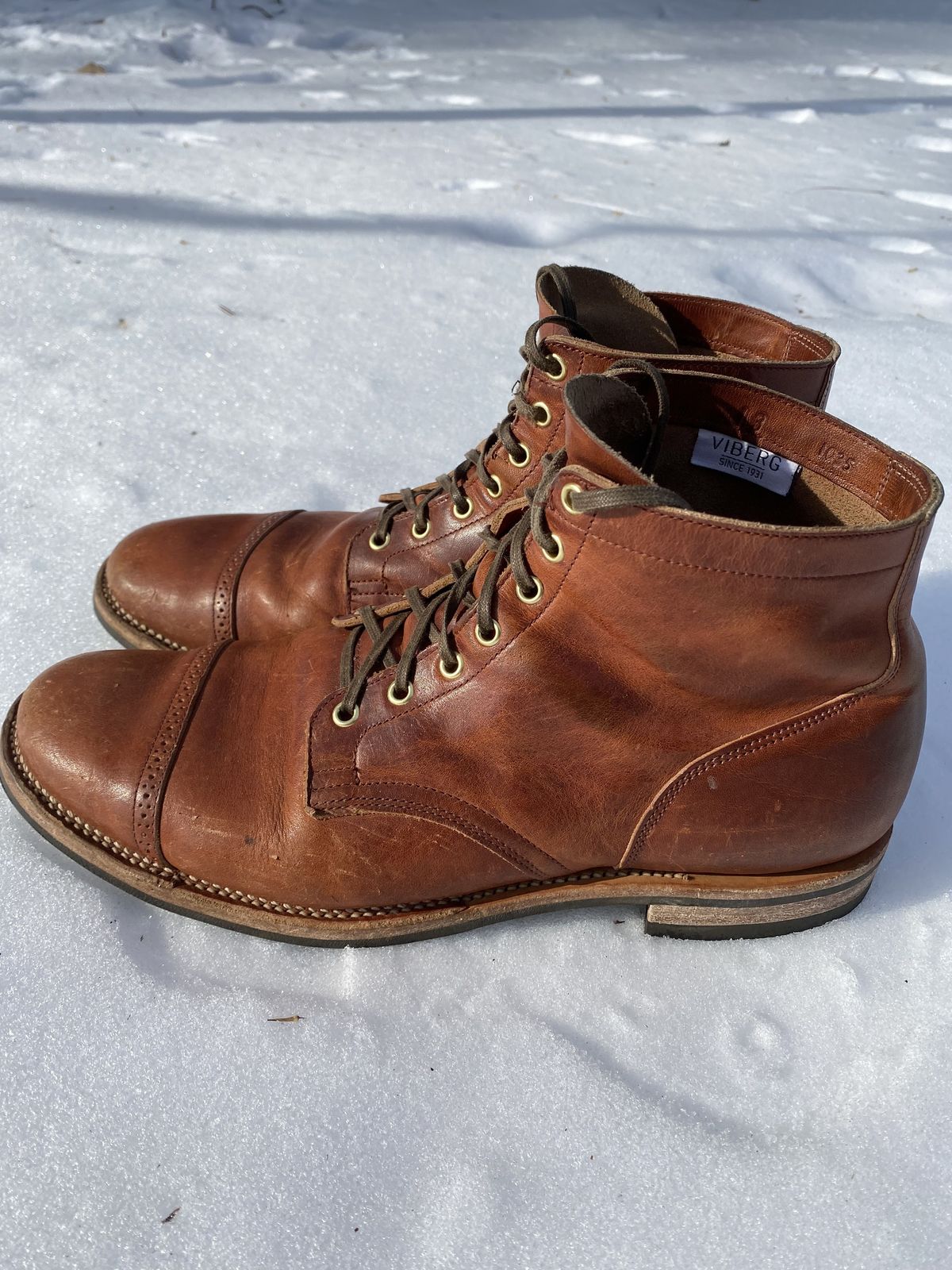 Photo by patinathunderdome on February 1, 2022 of the Viberg Service Boot in Horween Spice Dublin.