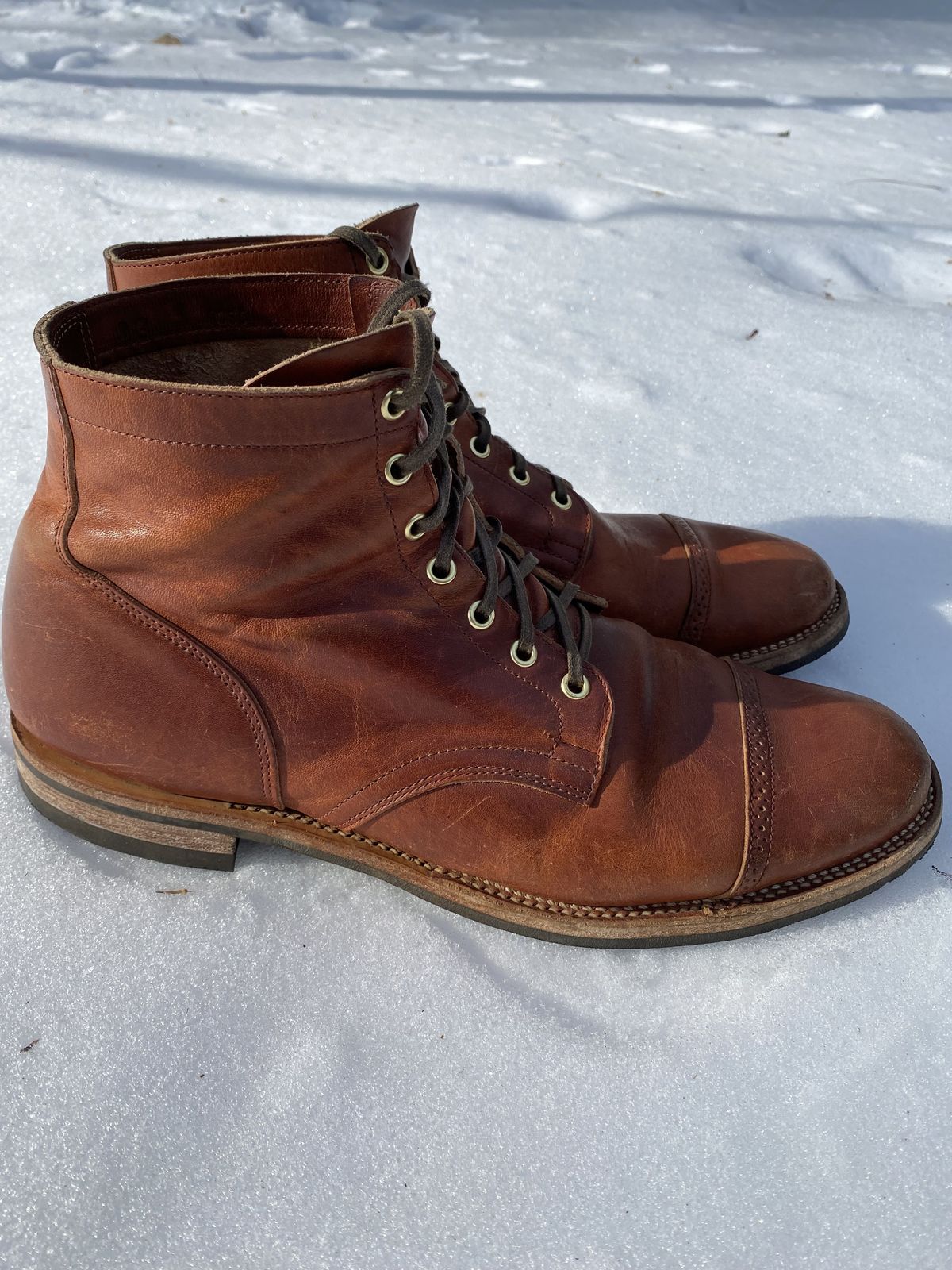 Photo by patinathunderdome on February 1, 2022 of the Viberg Service Boot in Horween Spice Dublin.