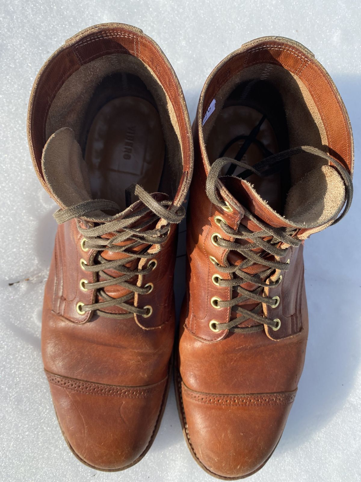 Photo by patinathunderdome on February 1, 2022 of the Viberg Service Boot in Horween Spice Dublin.