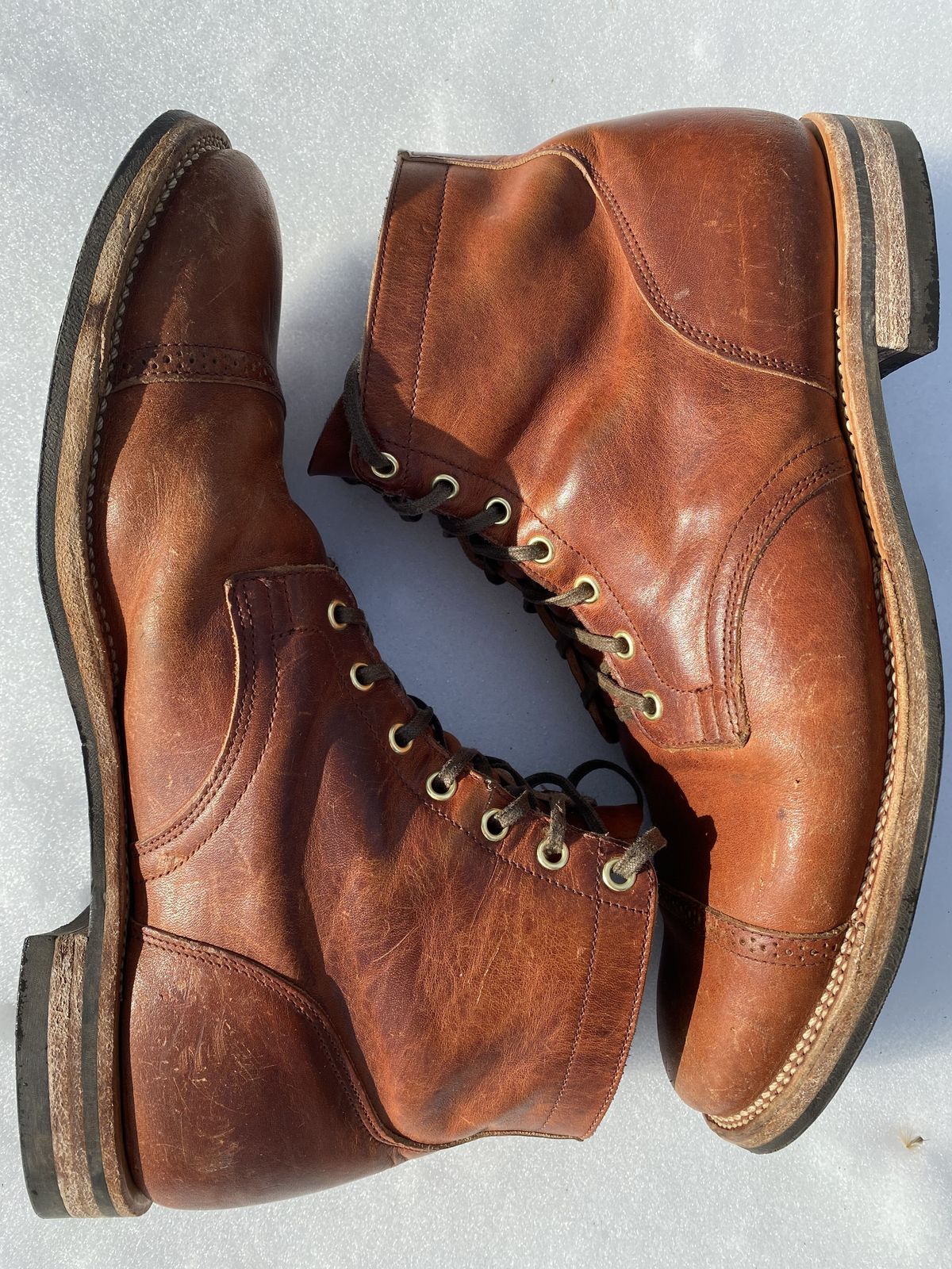 Photo by patinathunderdome on February 1, 2022 of the Viberg Service Boot in Horween Spice Dublin.