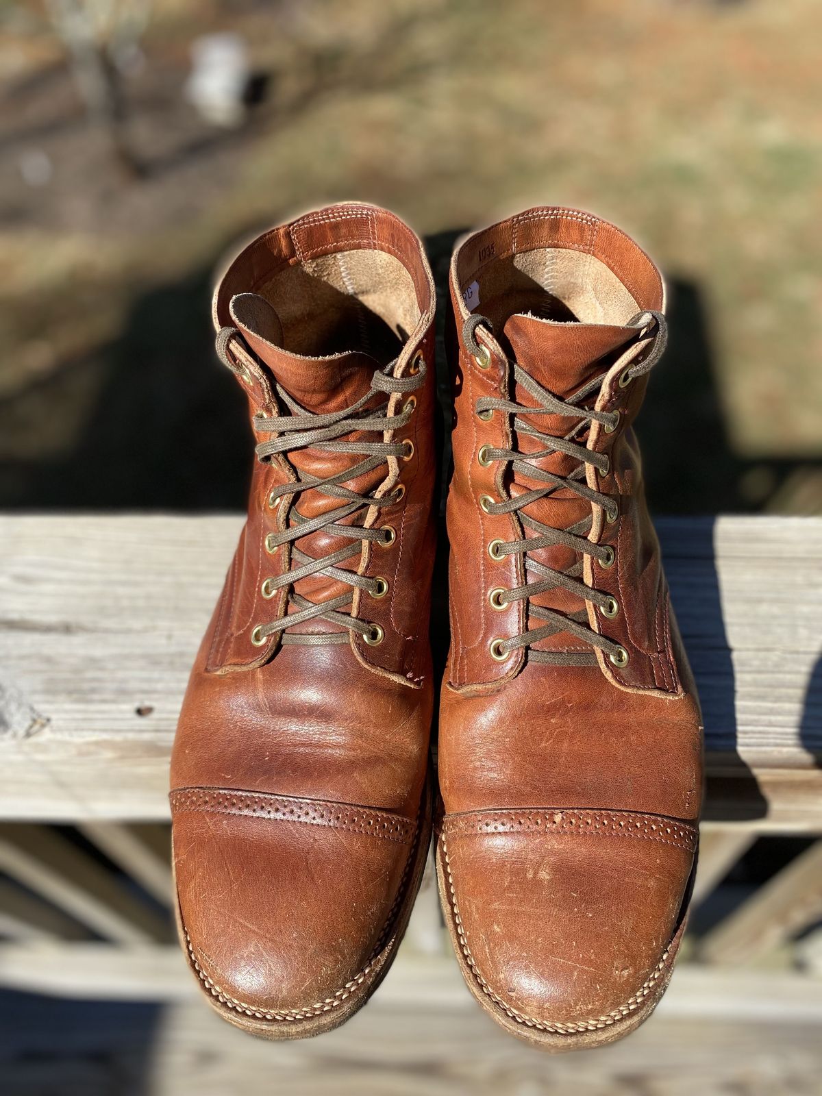 Photo by patinathunderdome on March 1, 2022 of the Viberg Service Boot in Horween Spice Dublin.