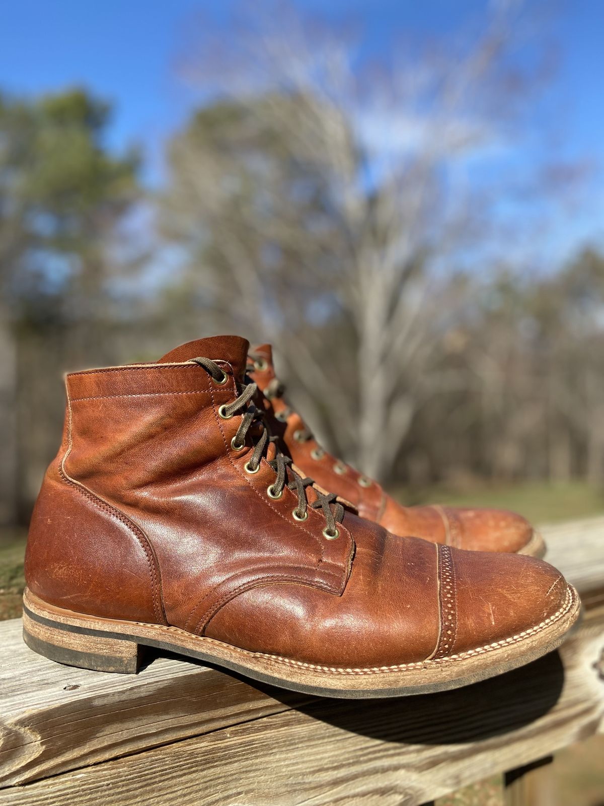 Photo by patinathunderdome on March 1, 2022 of the Viberg Service Boot in Horween Spice Dublin.