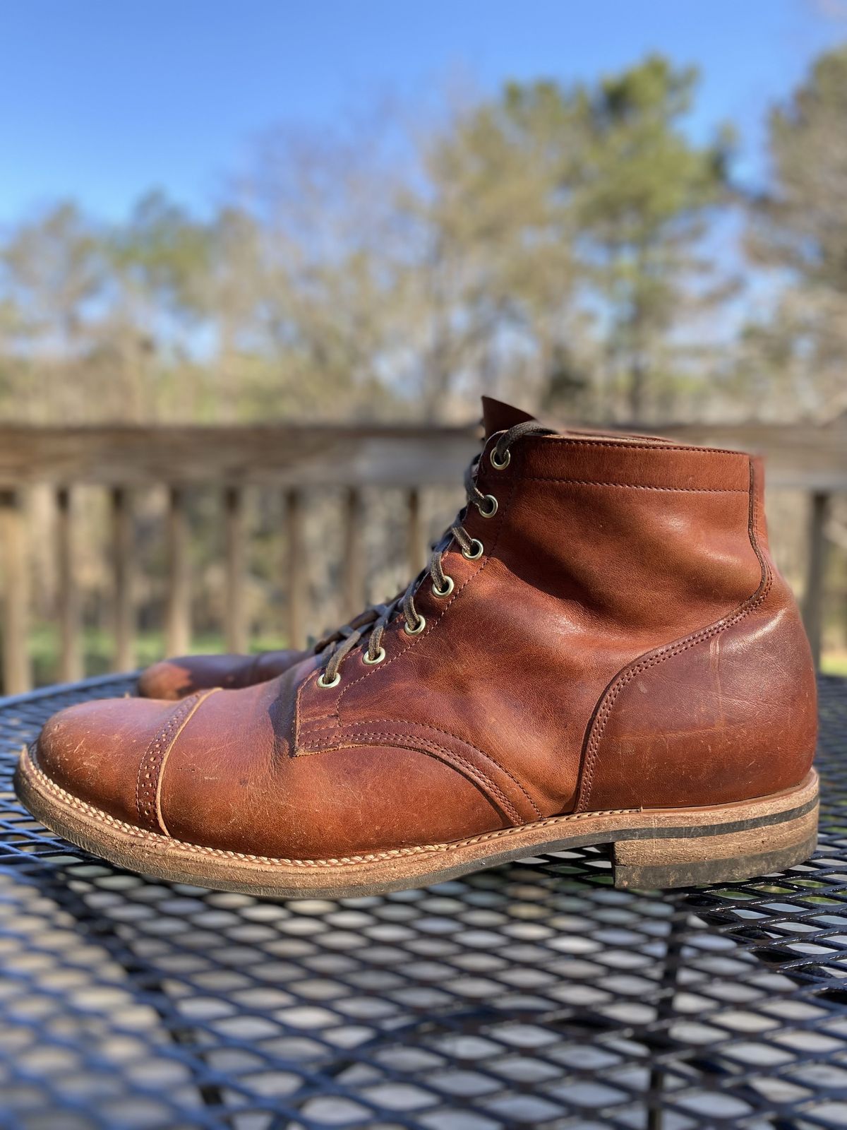 Photo by patinathunderdome on April 2, 2022 of the Viberg Service Boot in Horween Spice Dublin.