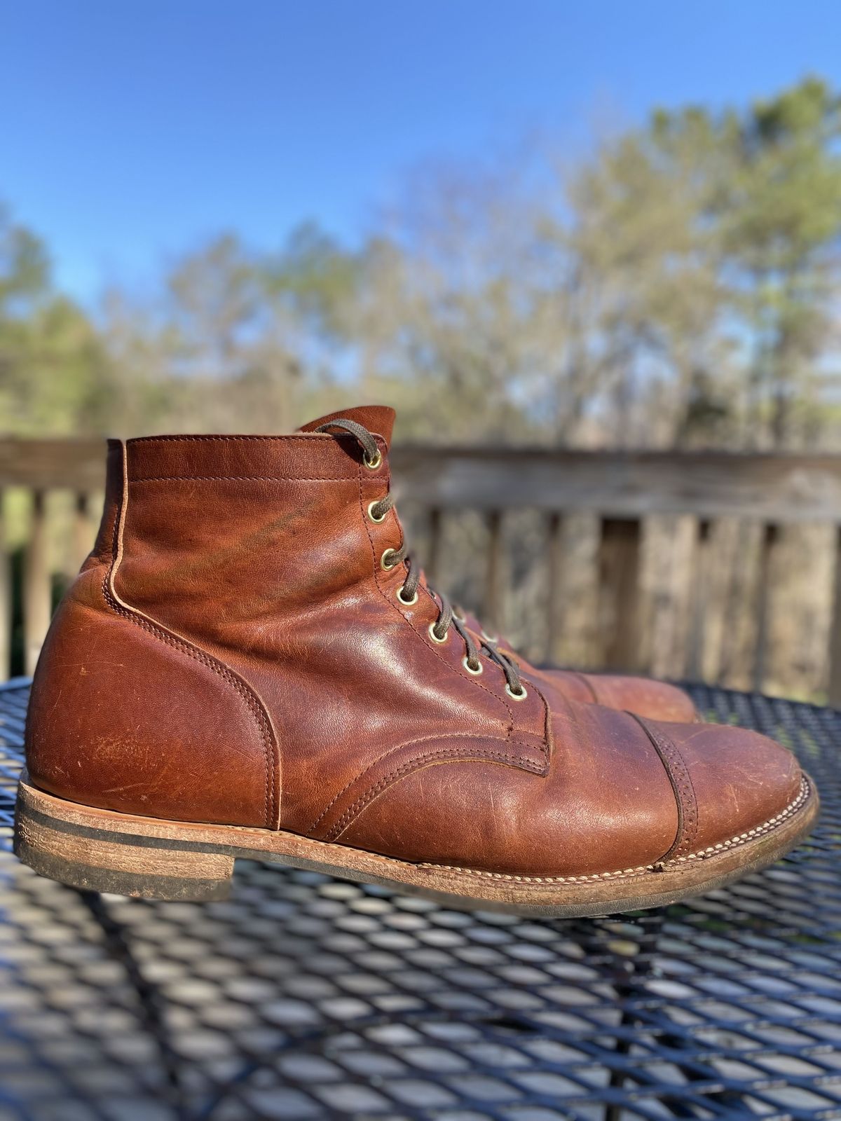 Photo by patinathunderdome on April 2, 2022 of the Viberg Service Boot in Horween Spice Dublin.