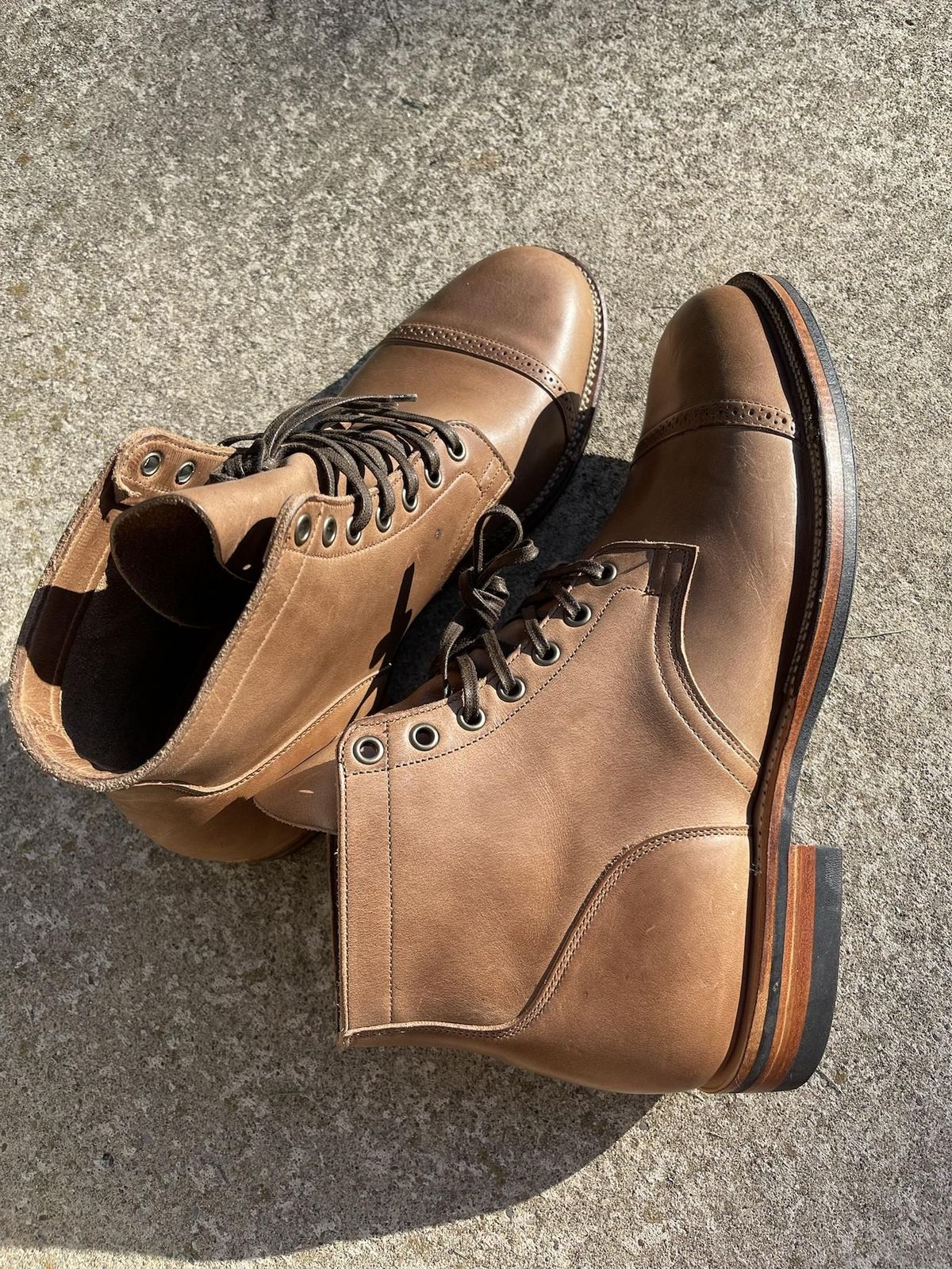 Photo by patinathunderdome on October 6, 2021 of the Viberg Service Boot in Horween Natural Chromexcel.