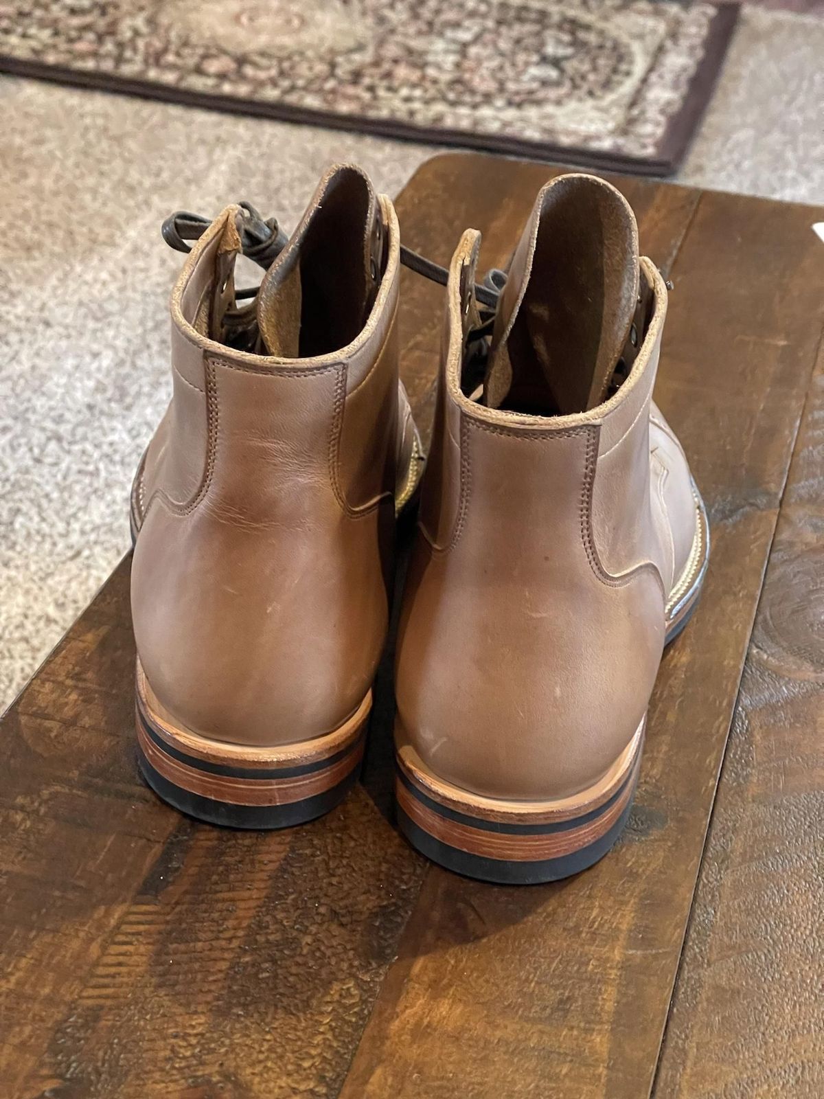 Photo by patinathunderdome on October 6, 2021 of the Viberg Service Boot in Horween Natural Chromexcel.