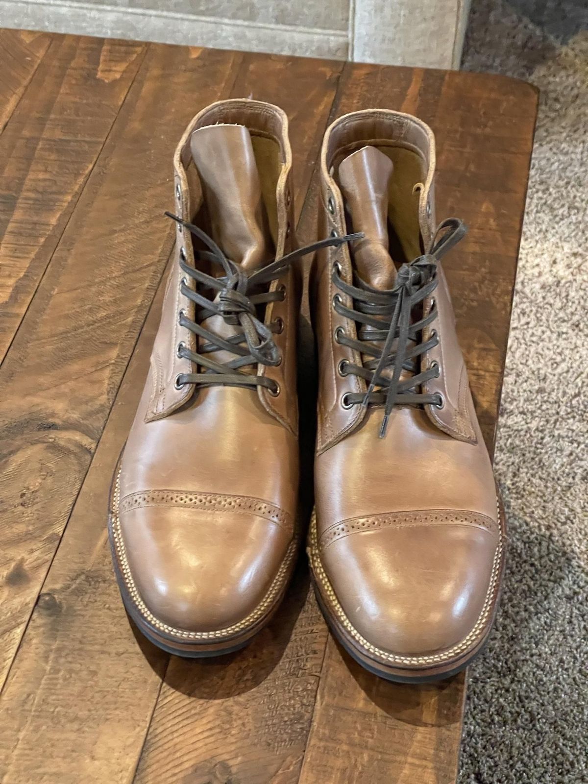 Photo by patinathunderdome on October 6, 2021 of the Viberg Service Boot in Horween Natural Chromexcel.