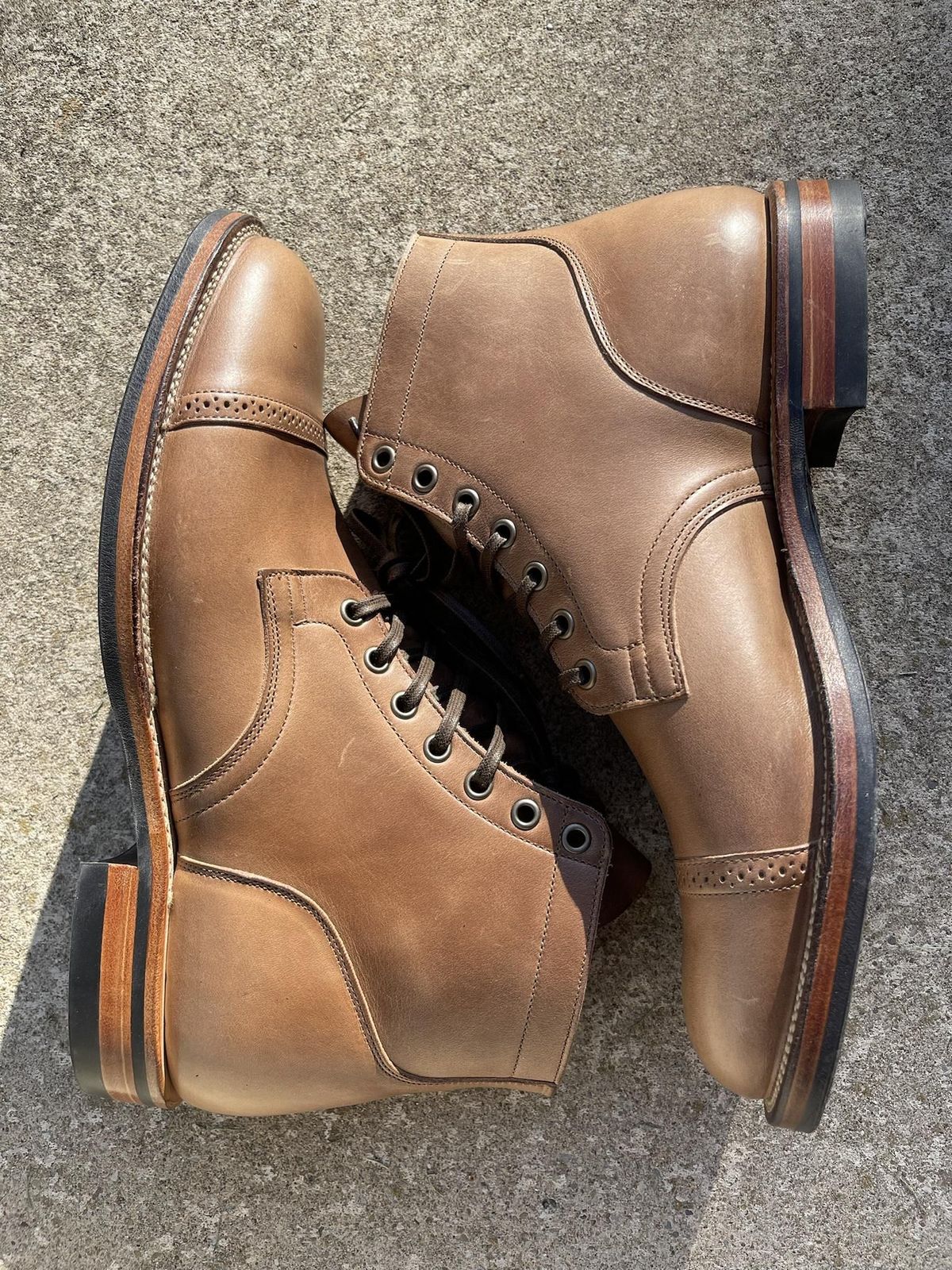 Photo by patinathunderdome on October 6, 2021 of the Viberg Service Boot in Horween Natural Chromexcel.