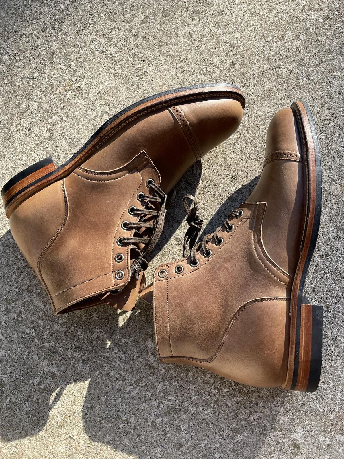 Photo by patinathunderdome on October 6, 2021 of the Viberg Service Boot in Horween Natural Chromexcel.