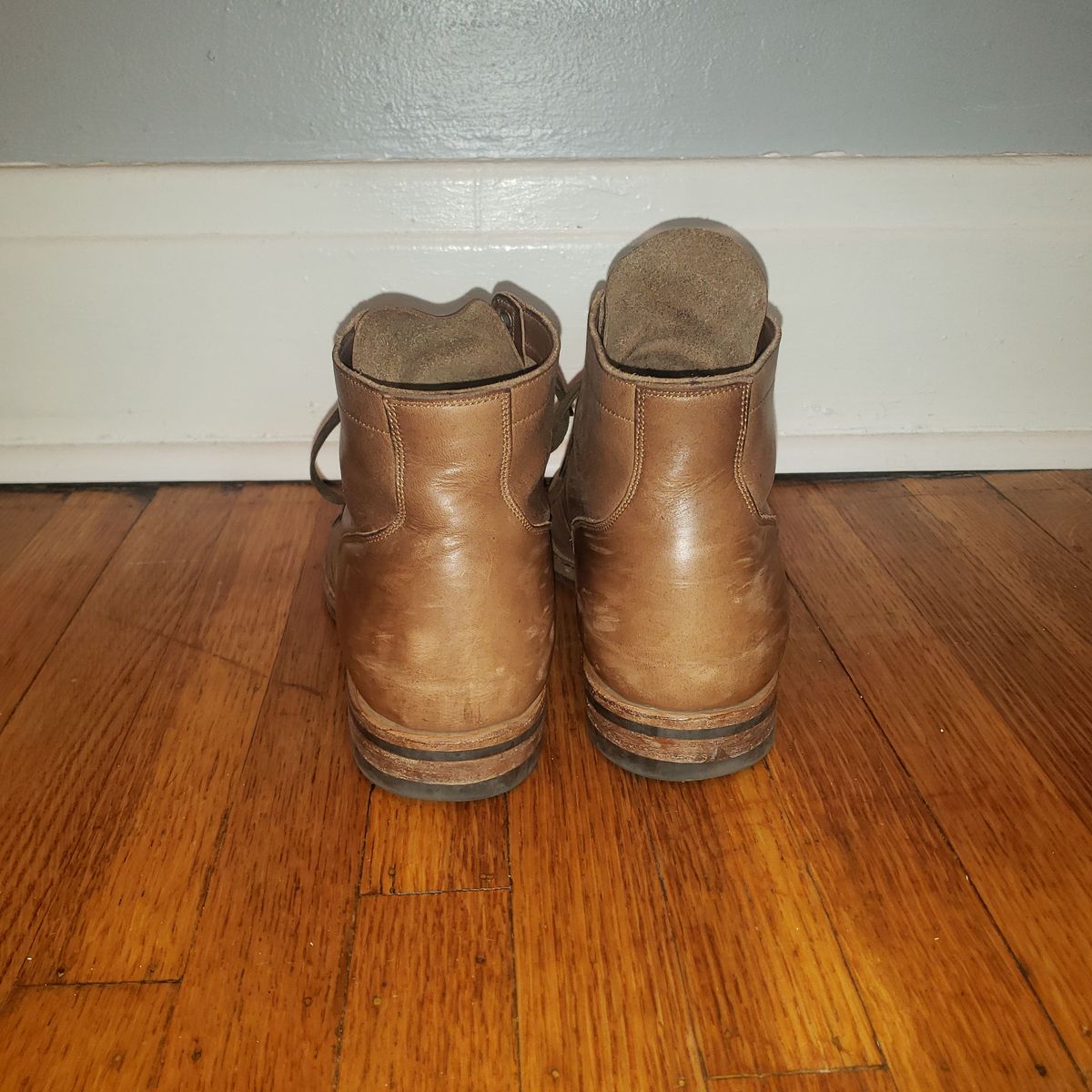 Photo by patinathunderdome on November 9, 2021 of the Viberg Service Boot in Horween Natural Chromexcel.