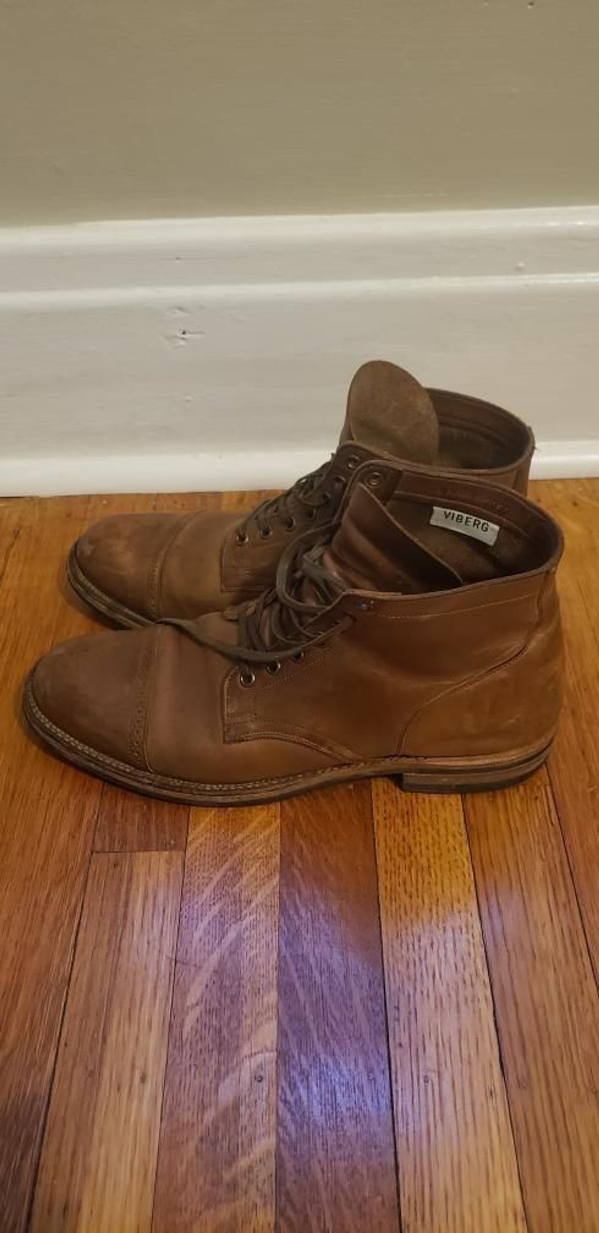 Photo by patinathunderdome on January 6, 2022 of the Viberg Service Boot in Horween Natural Chromexcel.