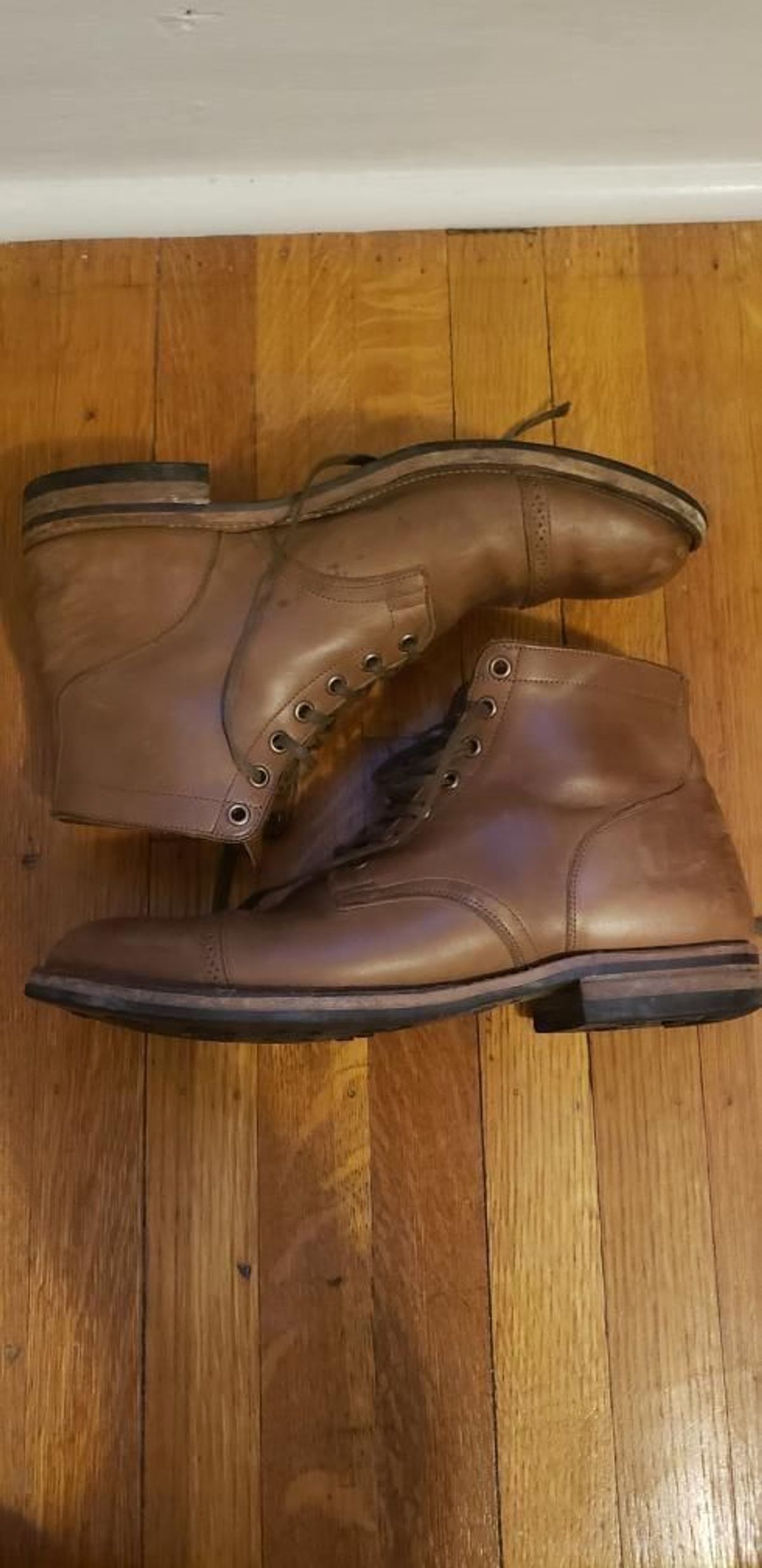 Photo by patinathunderdome on January 6, 2022 of the Viberg Service Boot in Horween Natural Chromexcel.