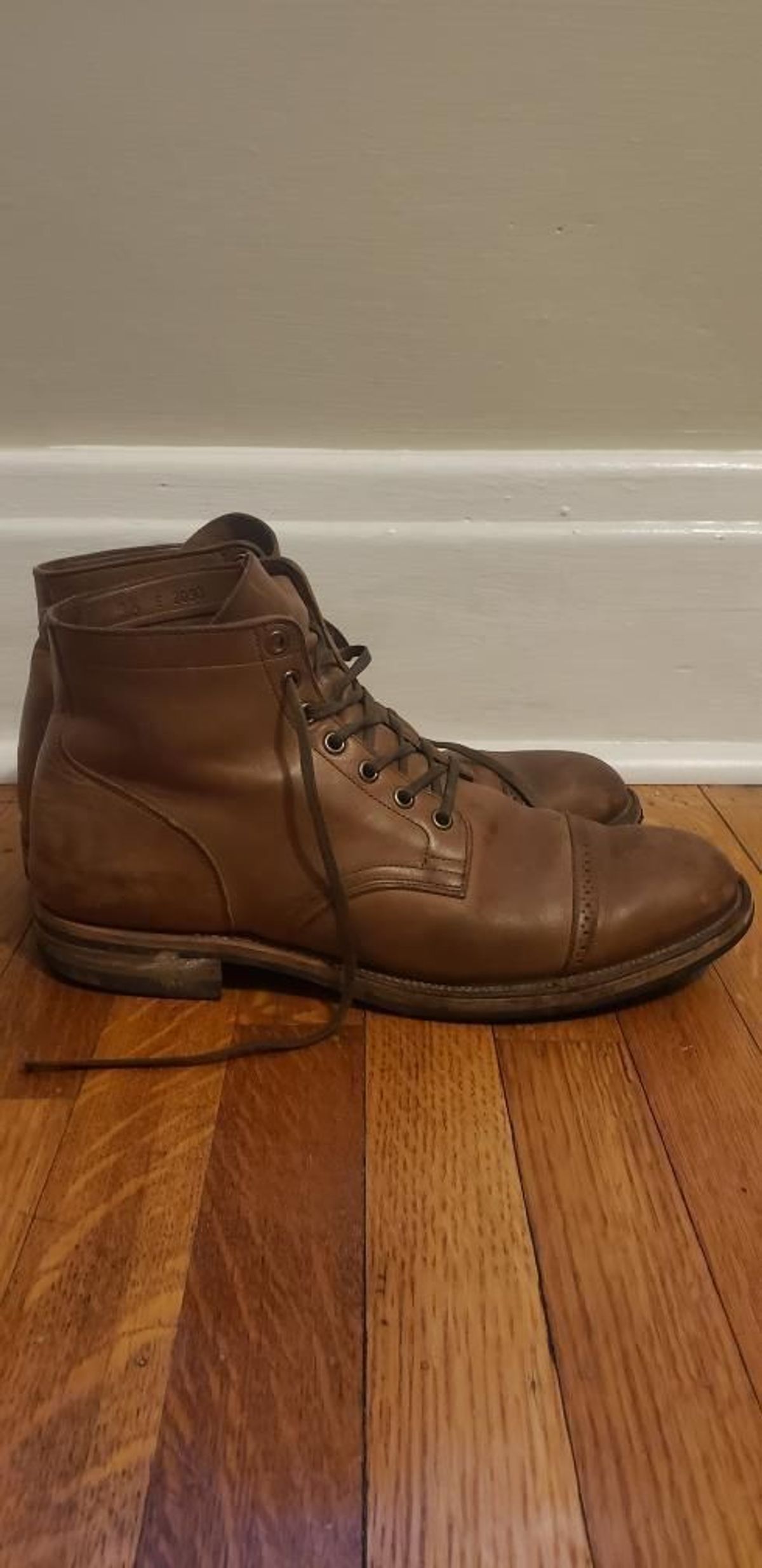 Photo by patinathunderdome on January 6, 2022 of the Viberg Service Boot in Horween Natural Chromexcel.
