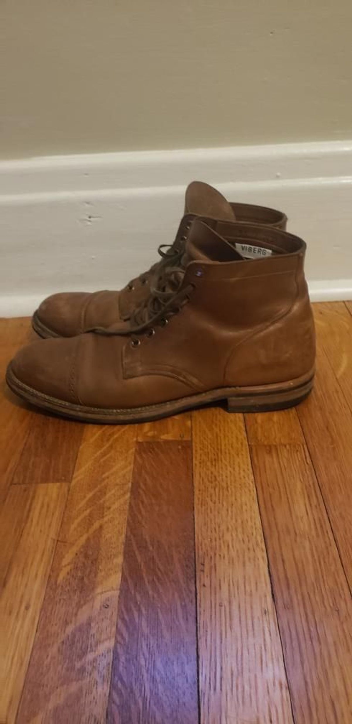 Photo by patinathunderdome on January 6, 2022 of the Viberg Service Boot in Horween Natural Chromexcel.
