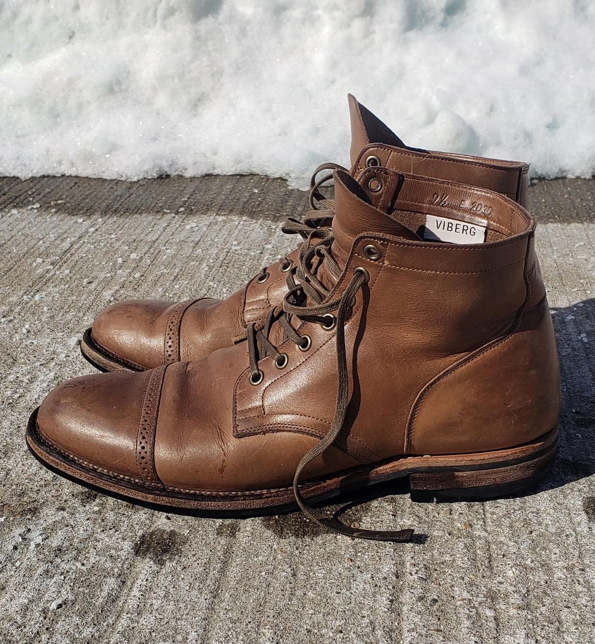 Photo by patinathunderdome on February 5, 2022 of the Viberg Service Boot in Horween Natural Chromexcel.