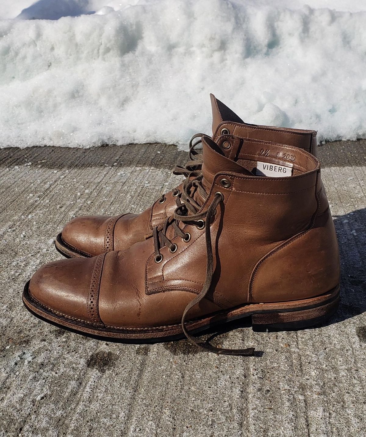 Photo by patinathunderdome on February 5, 2022 of the Viberg Service Boot in Horween Natural Chromexcel.