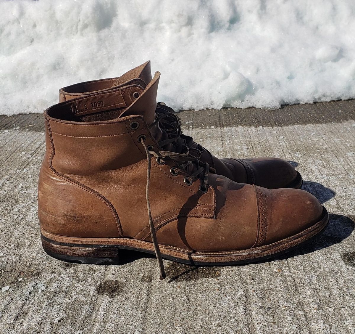 Photo by patinathunderdome on February 5, 2022 of the Viberg Service Boot in Horween Natural Chromexcel.