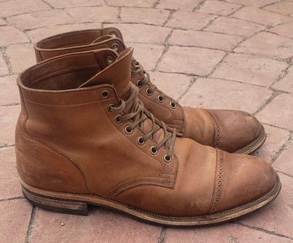 Photo by patinathunderdome on March 5, 2022 of the Viberg Service Boot in Horween Natural Chromexcel.