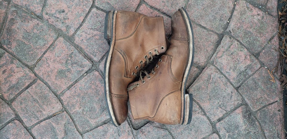 Photo by patinathunderdome on April 5, 2022 of the Viberg Service Boot in Horween Natural Chromexcel.