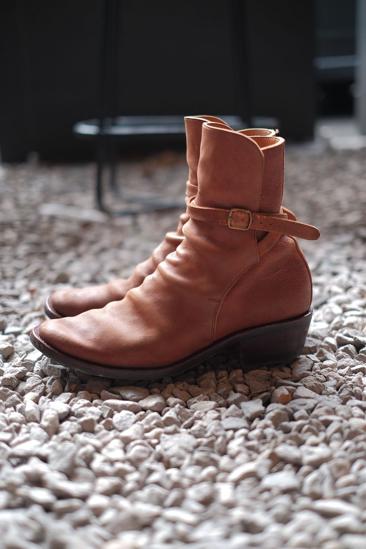 Photo by patinathunderdome on February 6, 2022 of the Benzein Jodhpur Boots in Shinki Red Brown Oiled Horsebutt.