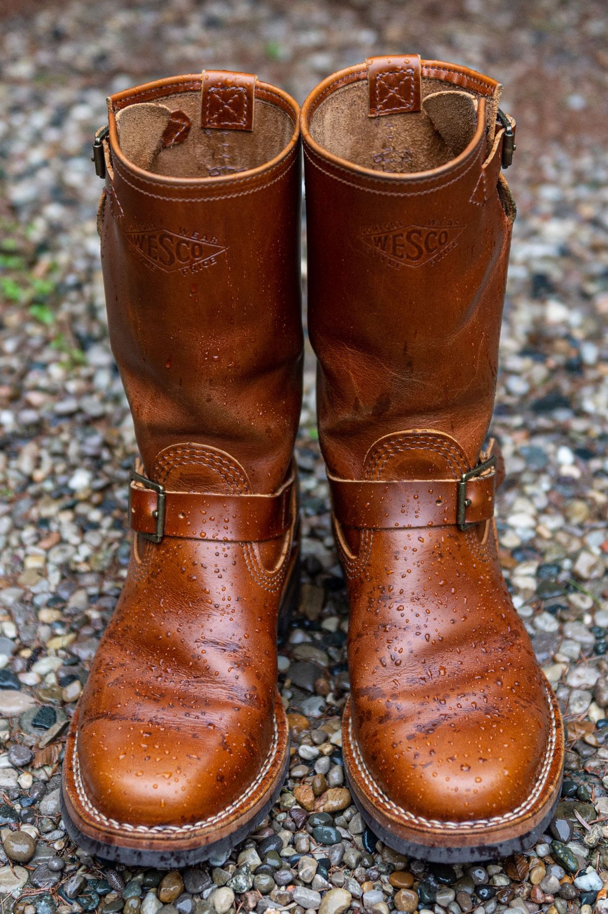 Photo by patinathunderdome on December 5, 2021 of the Wesco Boss Engineer Boot in Seidel British Tan Domain.