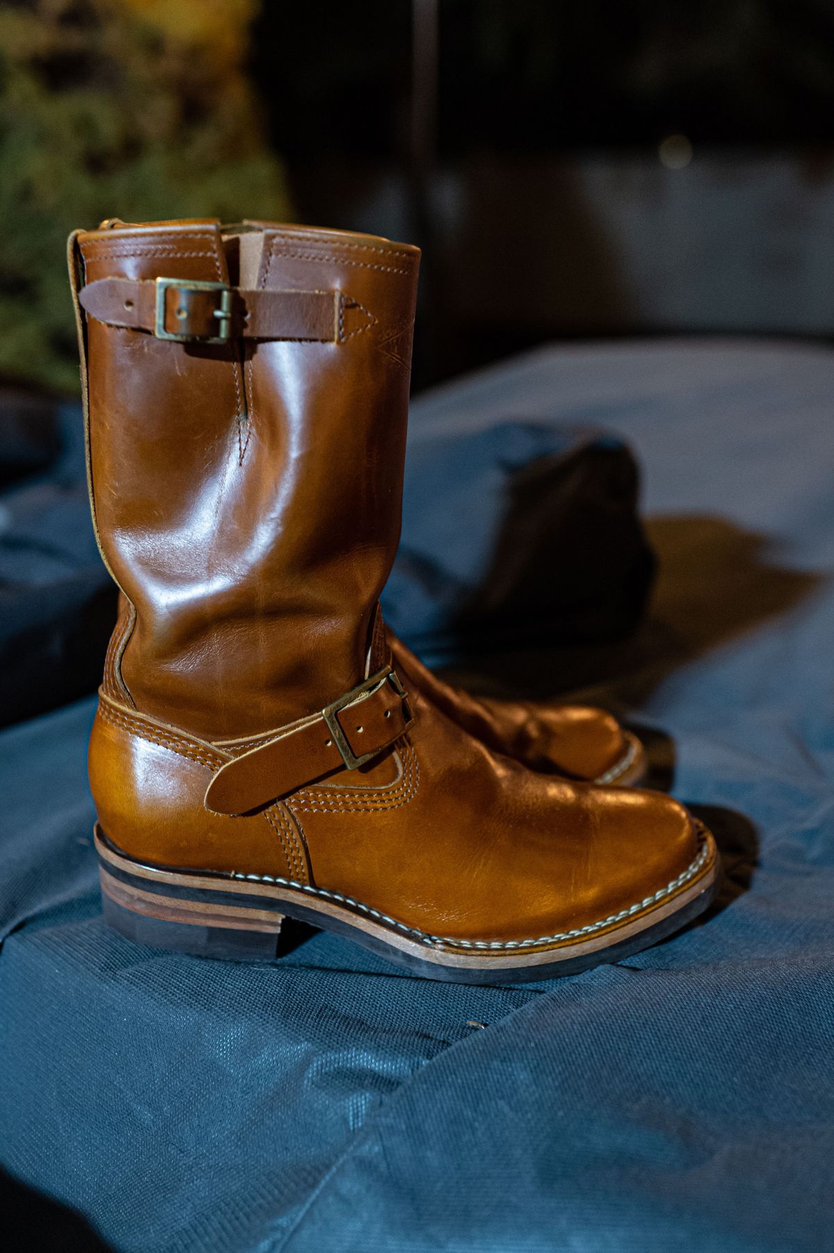 Photo by patinathunderdome on March 6, 2022 of the Wesco Boss Engineer Boot in Seidel British Tan Domain.