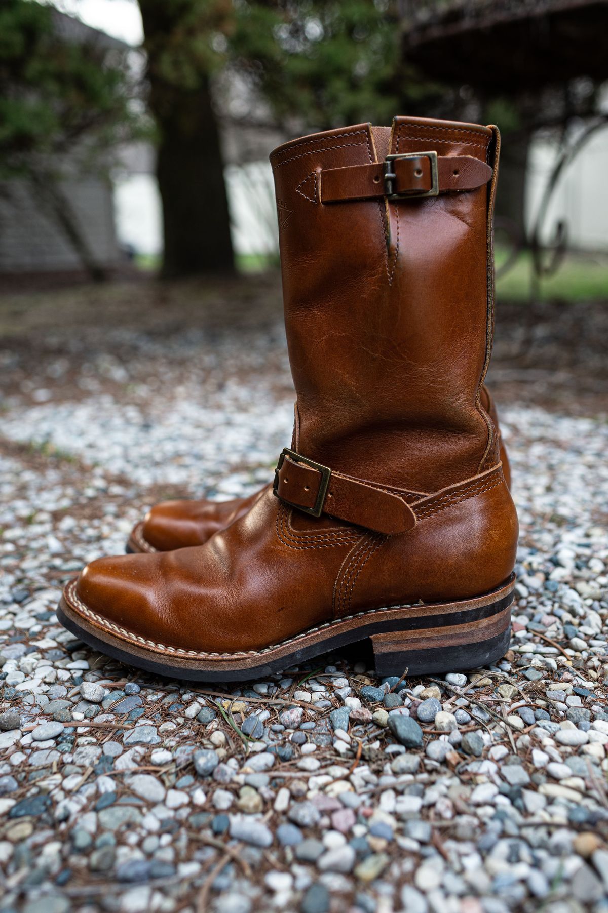 Photo by patinathunderdome on April 6, 2022 of the Wesco Boss Engineer Boot in Seidel British Tan Domain.