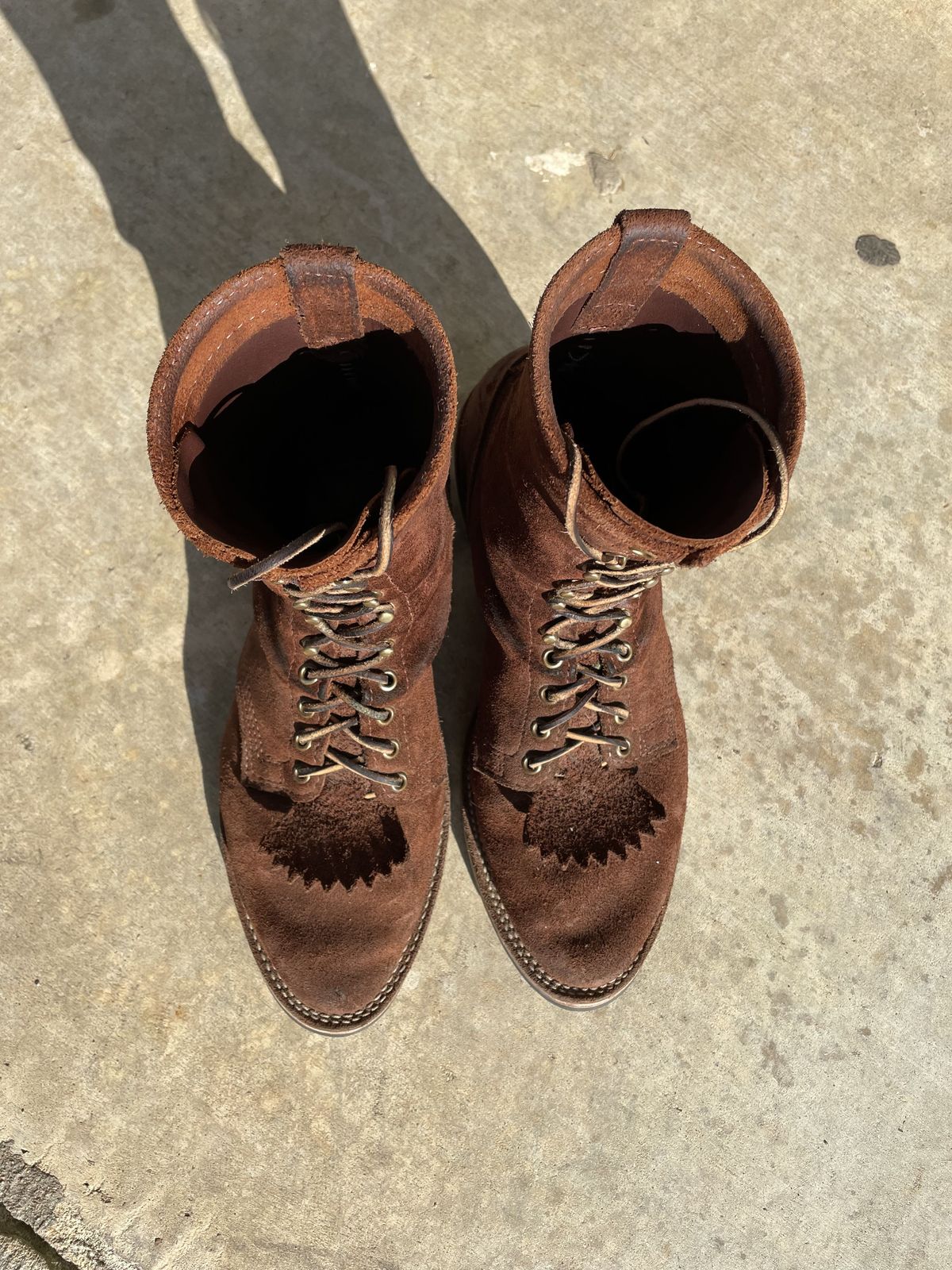 Photo by patinathunderdome on November 2, 2021 of the Wesco Packer in Seidel Brown Oil Tan Roughout.