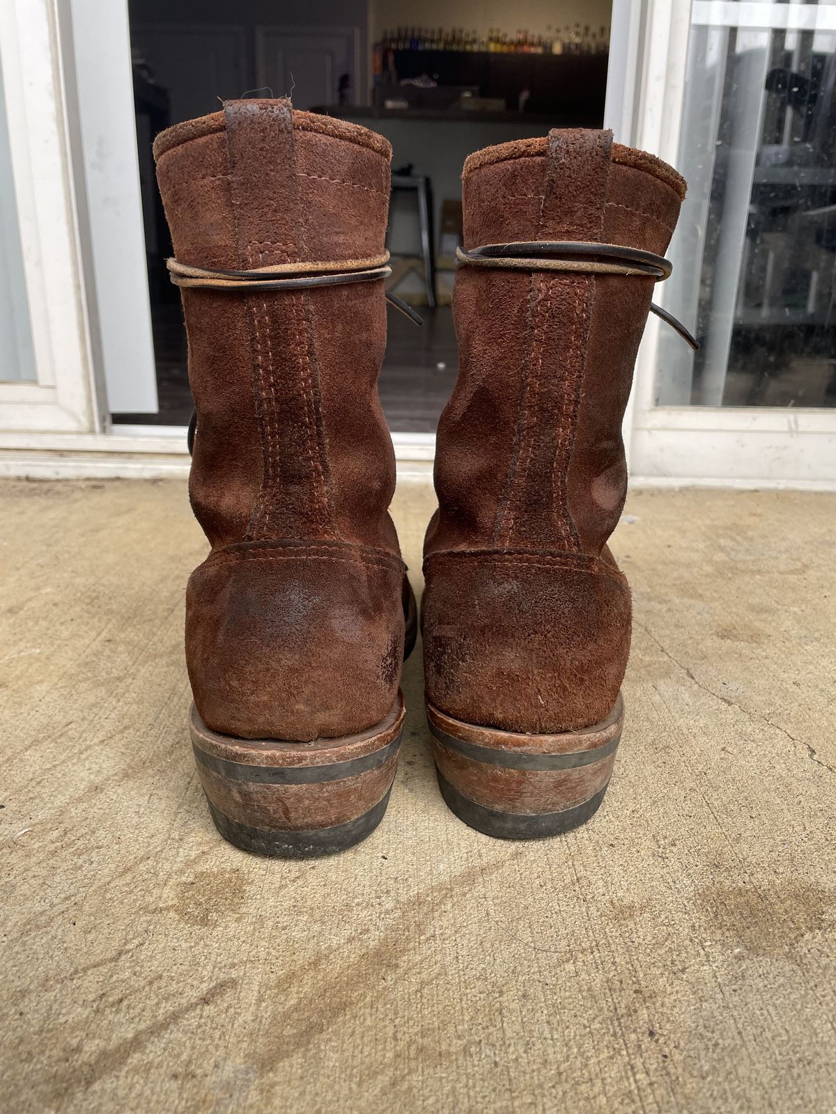 Photo by patinathunderdome on December 4, 2021 of the Wesco Packer in Seidel Brown Oil Tan Roughout.