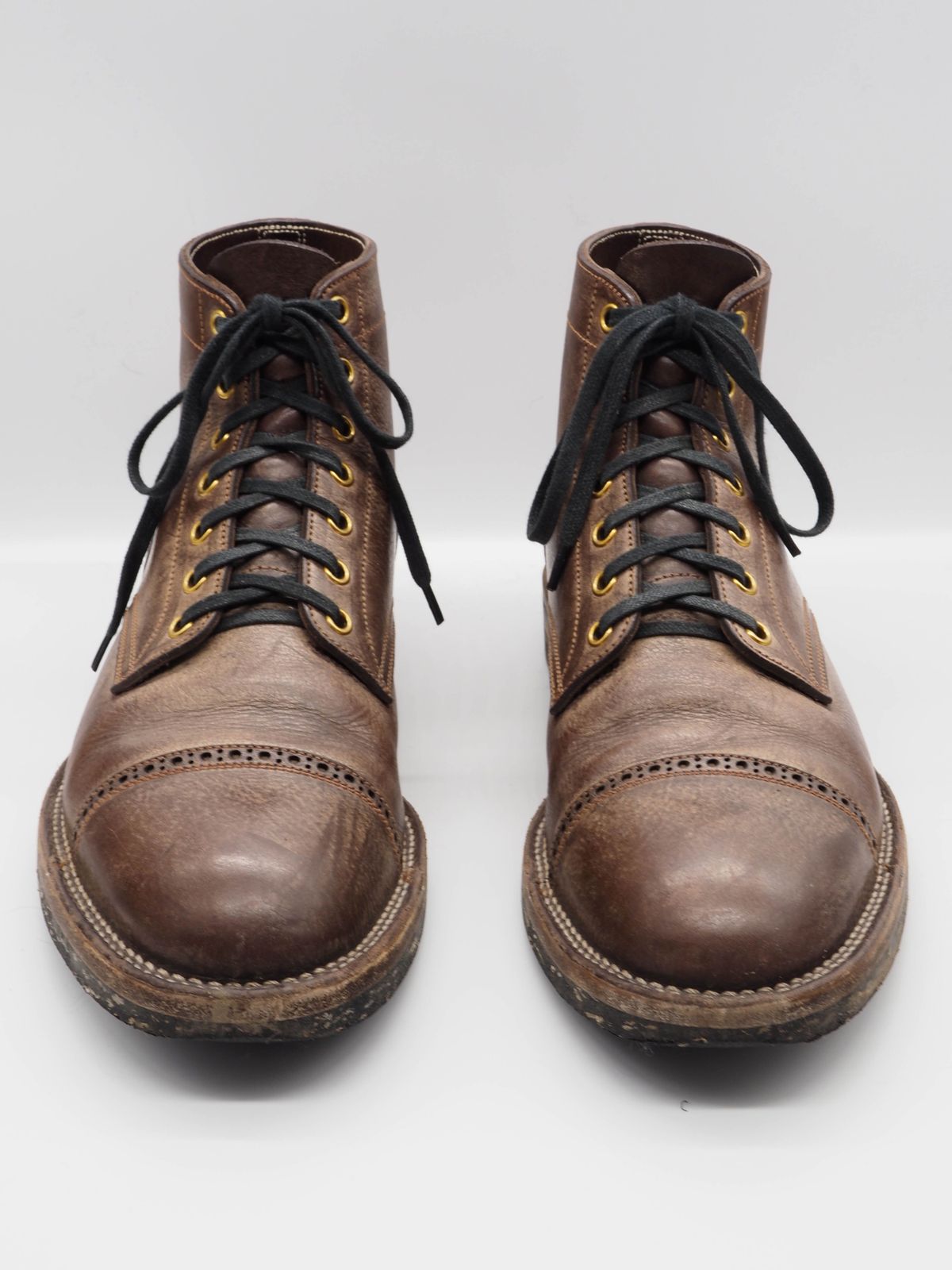 Photo by patinathunderdome on January 6, 2022 of the Iron Boots Devil Dog in Coffee Brown Italy Waxed Bullhide.