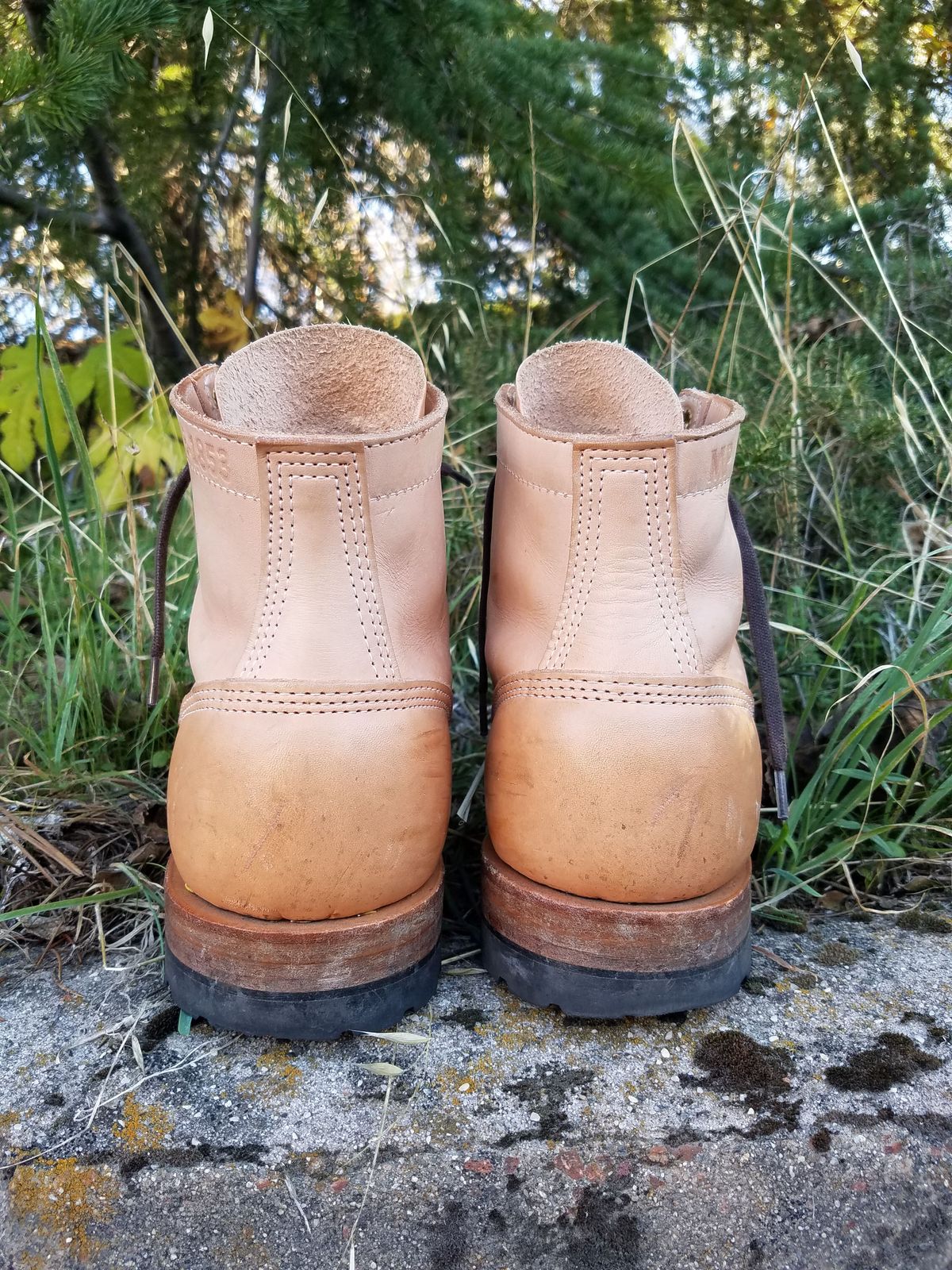 Photo by patinathunderdome on December 4, 2021 of the White's MP-Sherman Toe Cap in Wickett & Craig Natural Veg Tan.