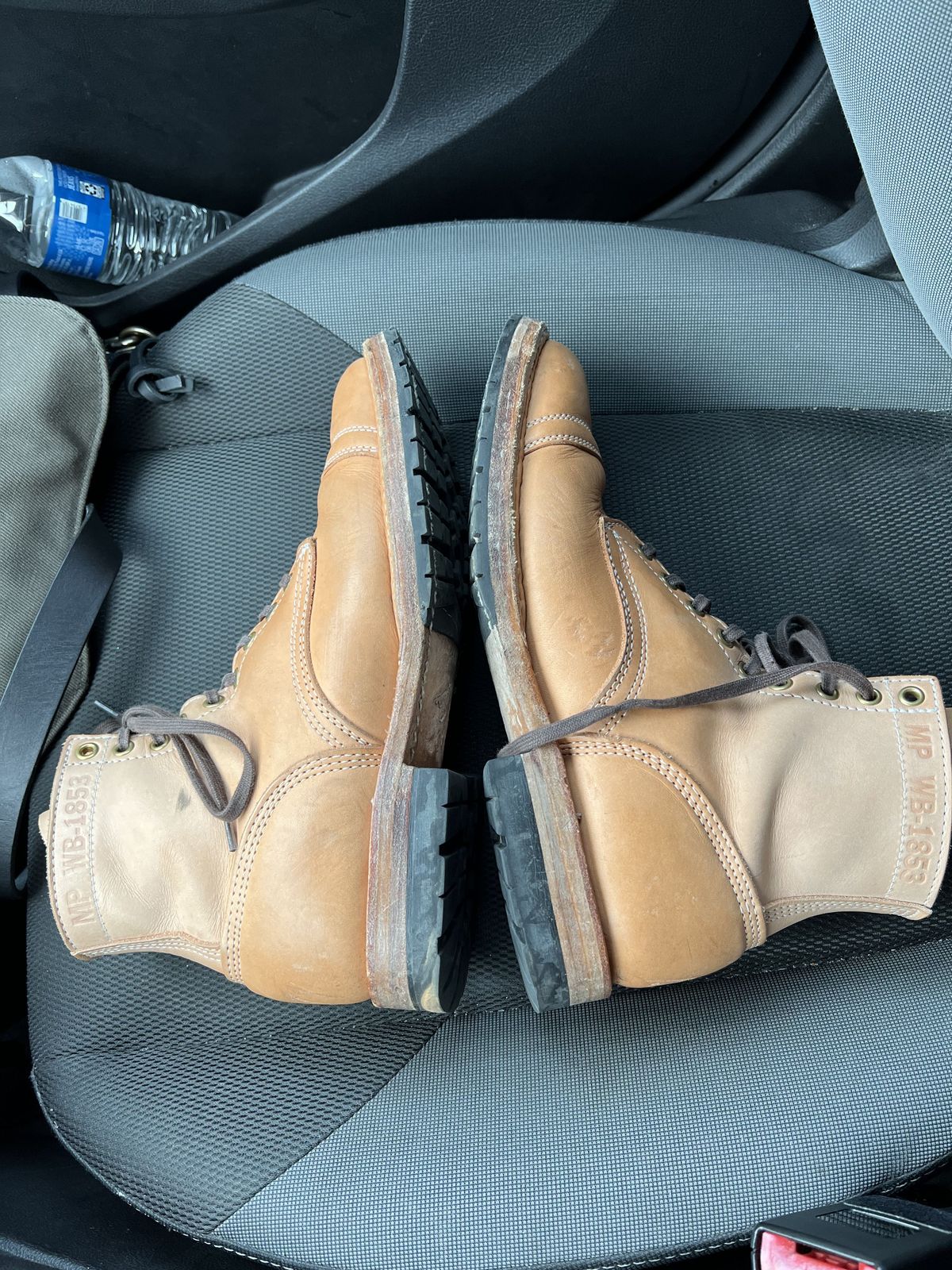Photo by patinathunderdome on January 4, 2022 of the White's MP-Sherman Toe Cap in Wickett & Craig Natural Veg Tan.