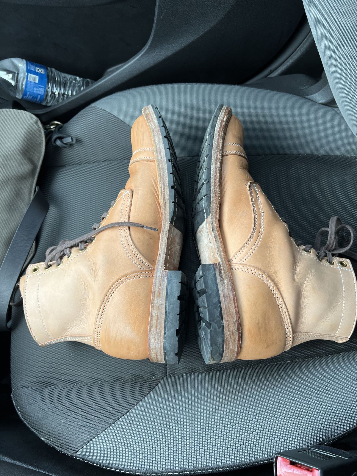 Photo by patinathunderdome on January 4, 2022 of the White's MP-Sherman Toe Cap in Wickett & Craig Natural Veg Tan.