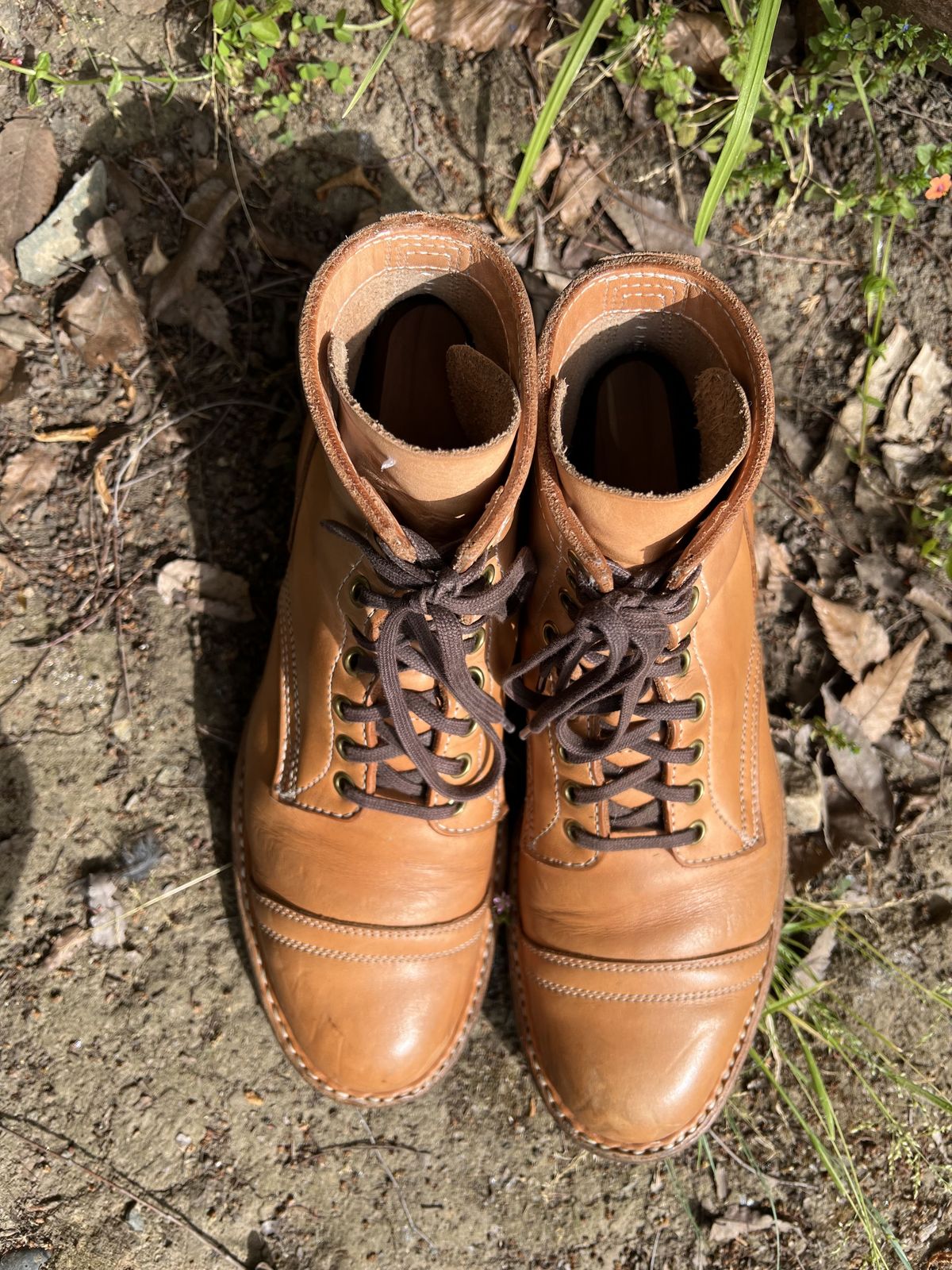 Photo by patinathunderdome on April 4, 2022 of the White's MP-Sherman Toe Cap in Wickett & Craig Natural Veg Tan.