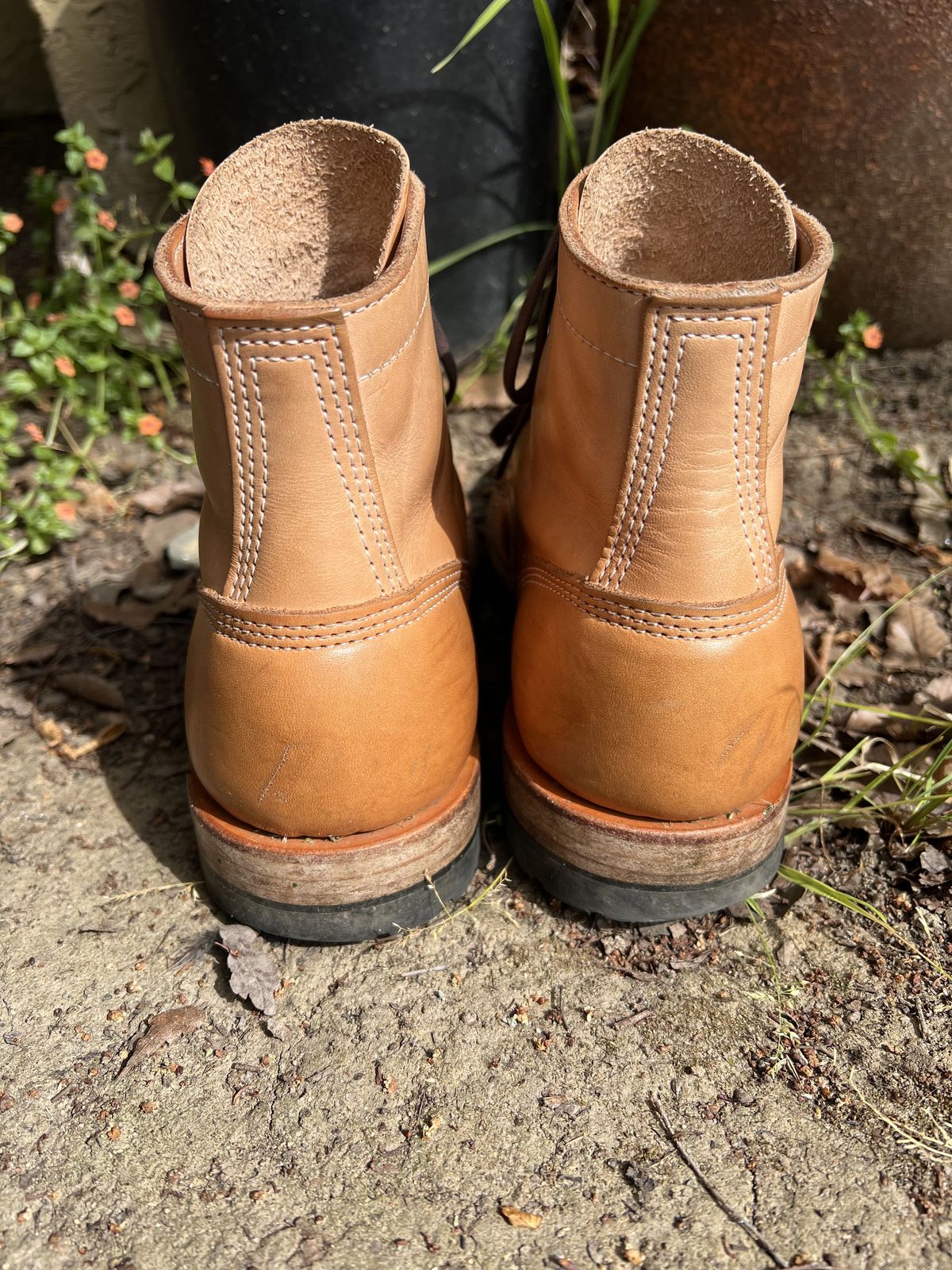 Photo by patinathunderdome on April 4, 2022 of the White's MP-Sherman Toe Cap in Wickett & Craig Natural Veg Tan.