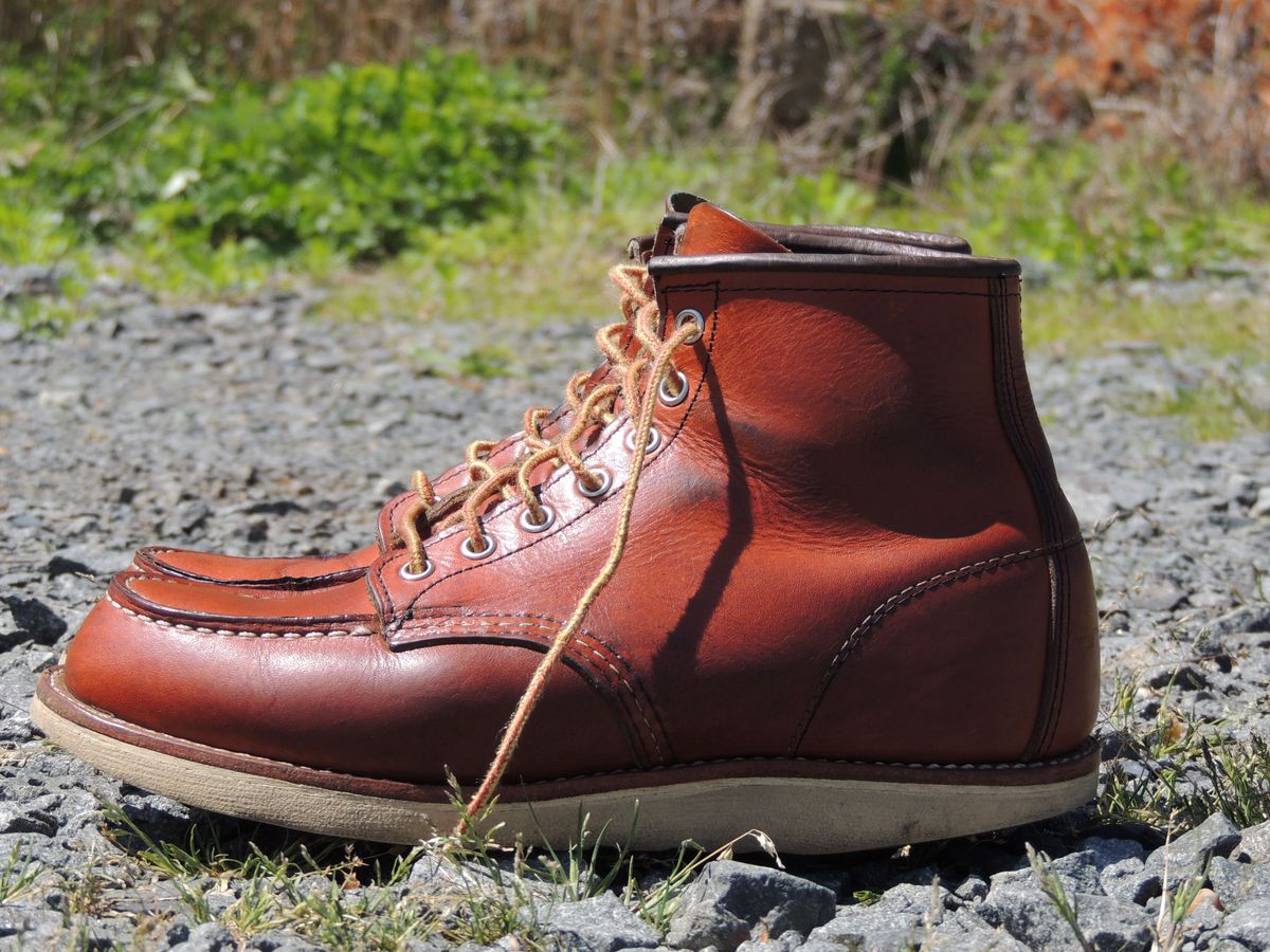 Photo by patinathunderdome on May 2, 2022 of the Red Wing 6-Inch Classic Moc in S.B. Foot Oro Legacy.