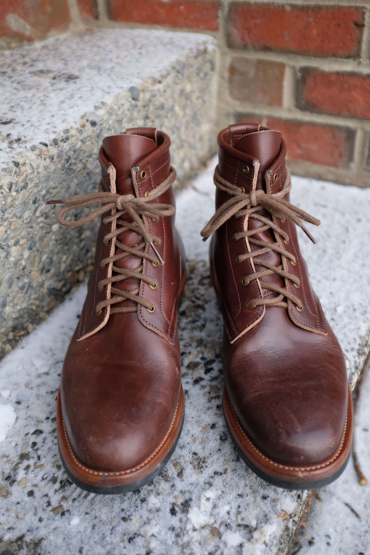 Photo by patinathunderdome on December 4, 2021 of the Flame Panda Service Boot in Conceria Walpier Natural Buttero Overdyed Brown.