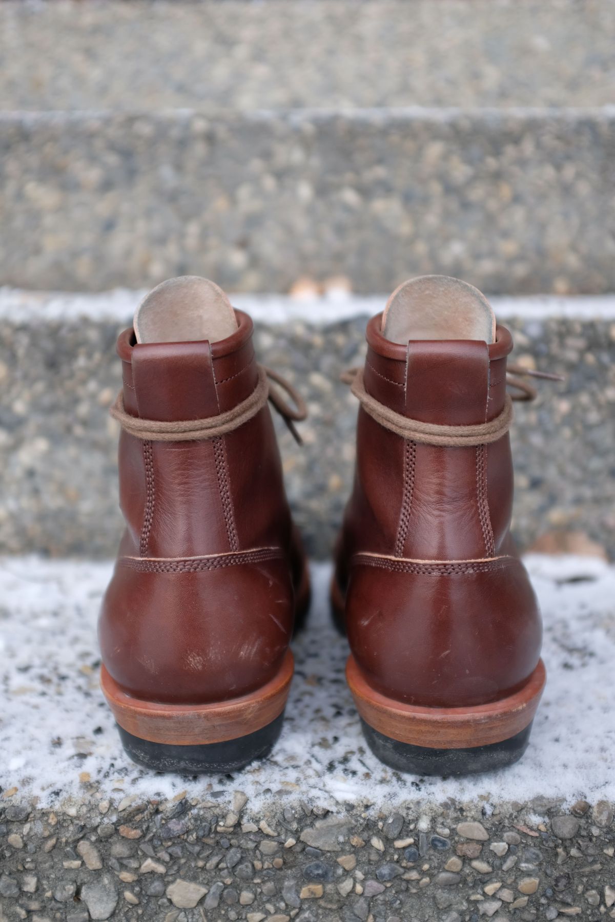 Photo by patinathunderdome on December 4, 2021 of the Flame Panda Service Boot in Conceria Walpier Natural Buttero Overdyed Brown.