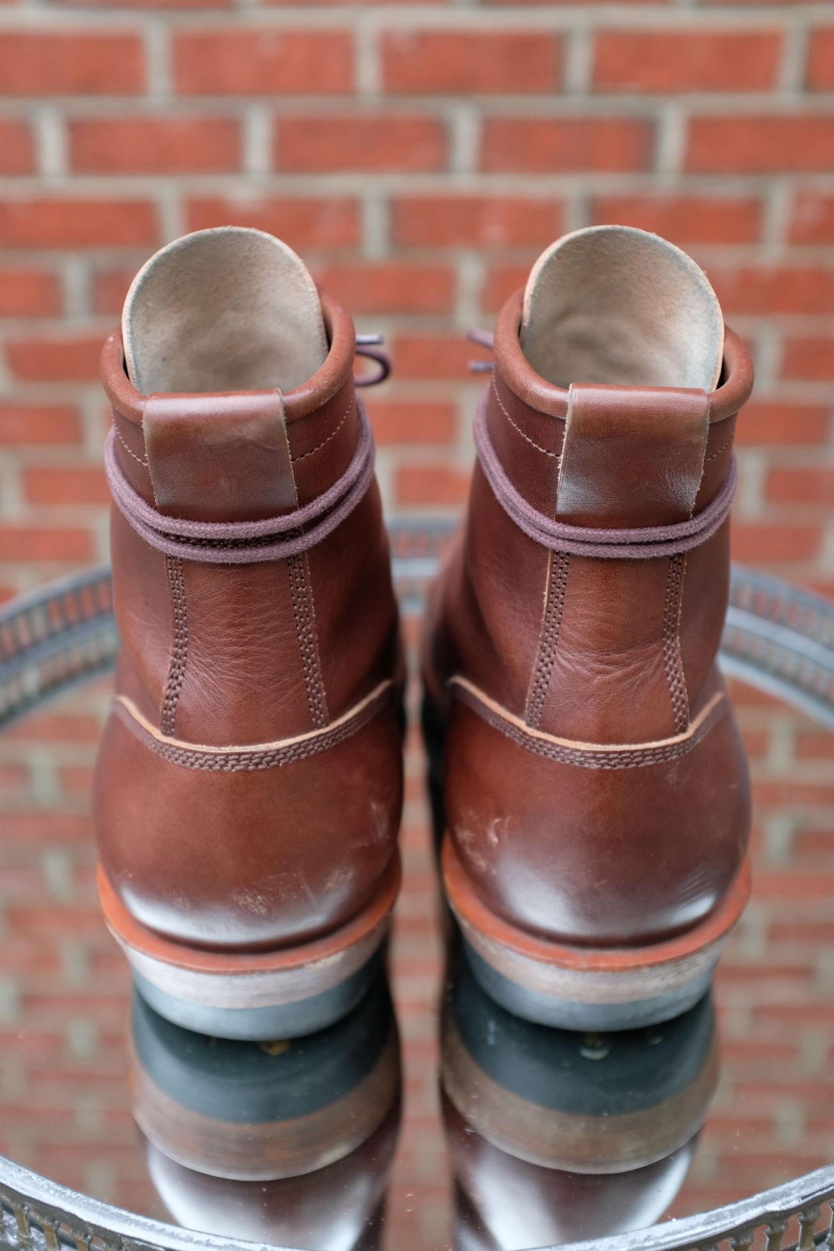 Photo by patinathunderdome on May 6, 2022 of the Flame Panda Service Boot in Conceria Walpier Natural Buttero Overdyed Brown.