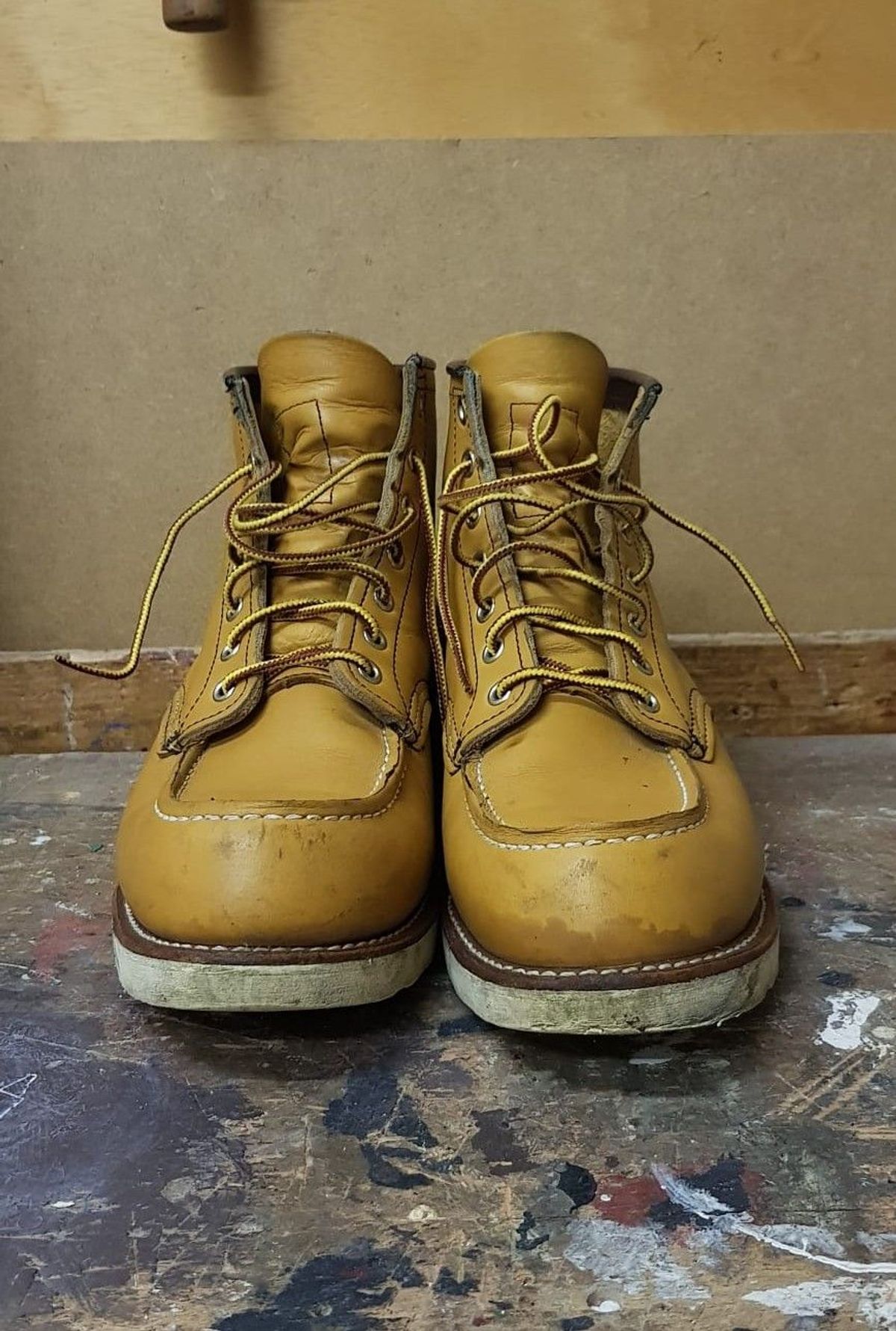 Photo by patinathunderdome on November 2, 2021 of the Red Wing 6-Inch Classic Moc in S.B. Foot Maize Mustang.