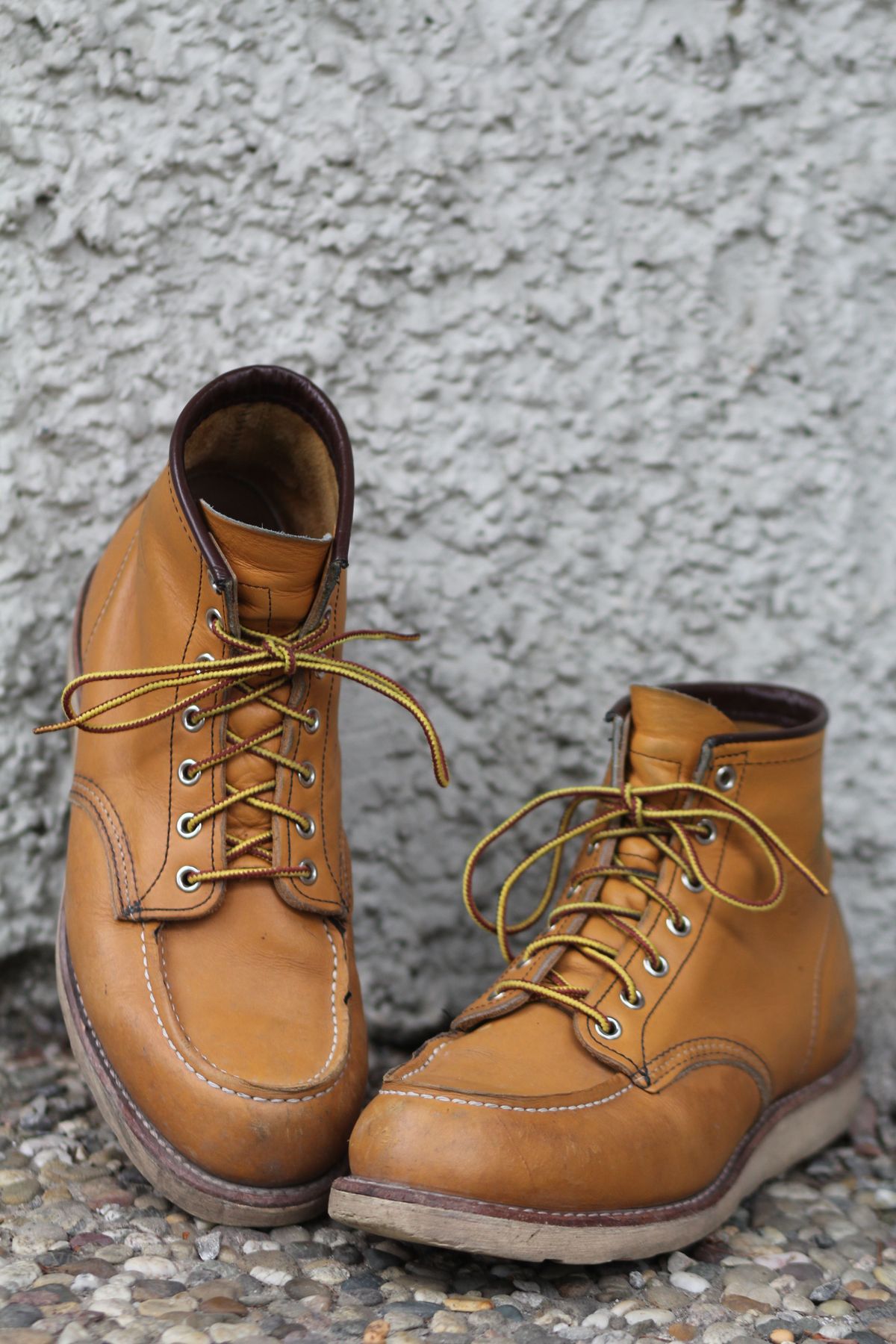 Photo by patinathunderdome on January 4, 2022 of the Red Wing 6-Inch Classic Moc in S.B. Foot Maize Mustang.
