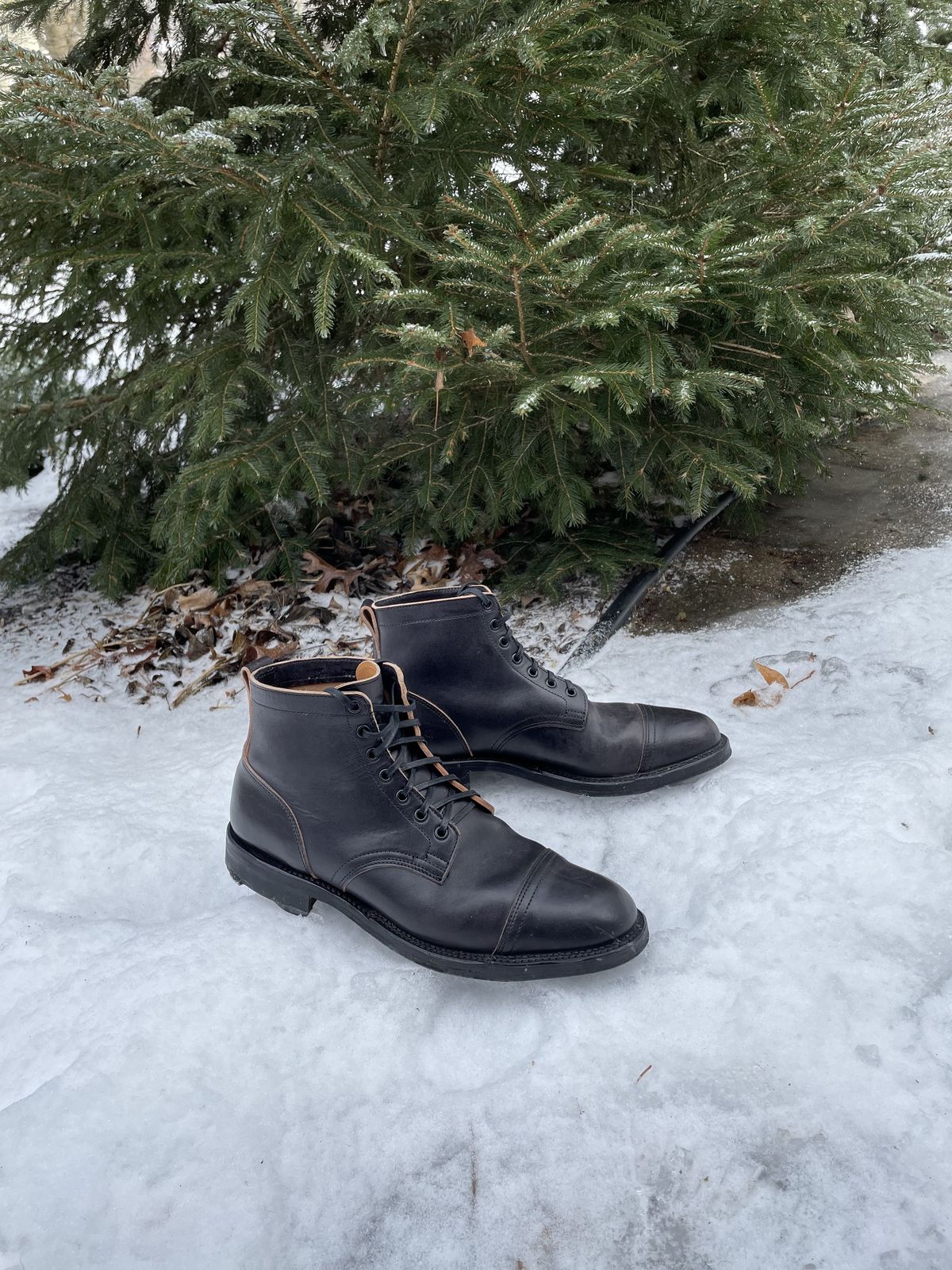 Photo by patinathunderdome on February 5, 2022 of the Viberg Service Boot in Maryam Black Horsebutt.