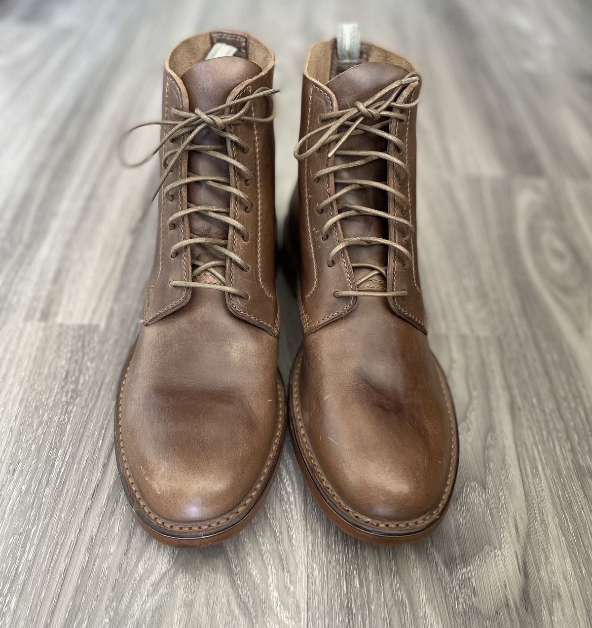 Photo by patinathunderdome on September 30, 2021 of the Officine Creative Ratio Boots in Brown Italian.