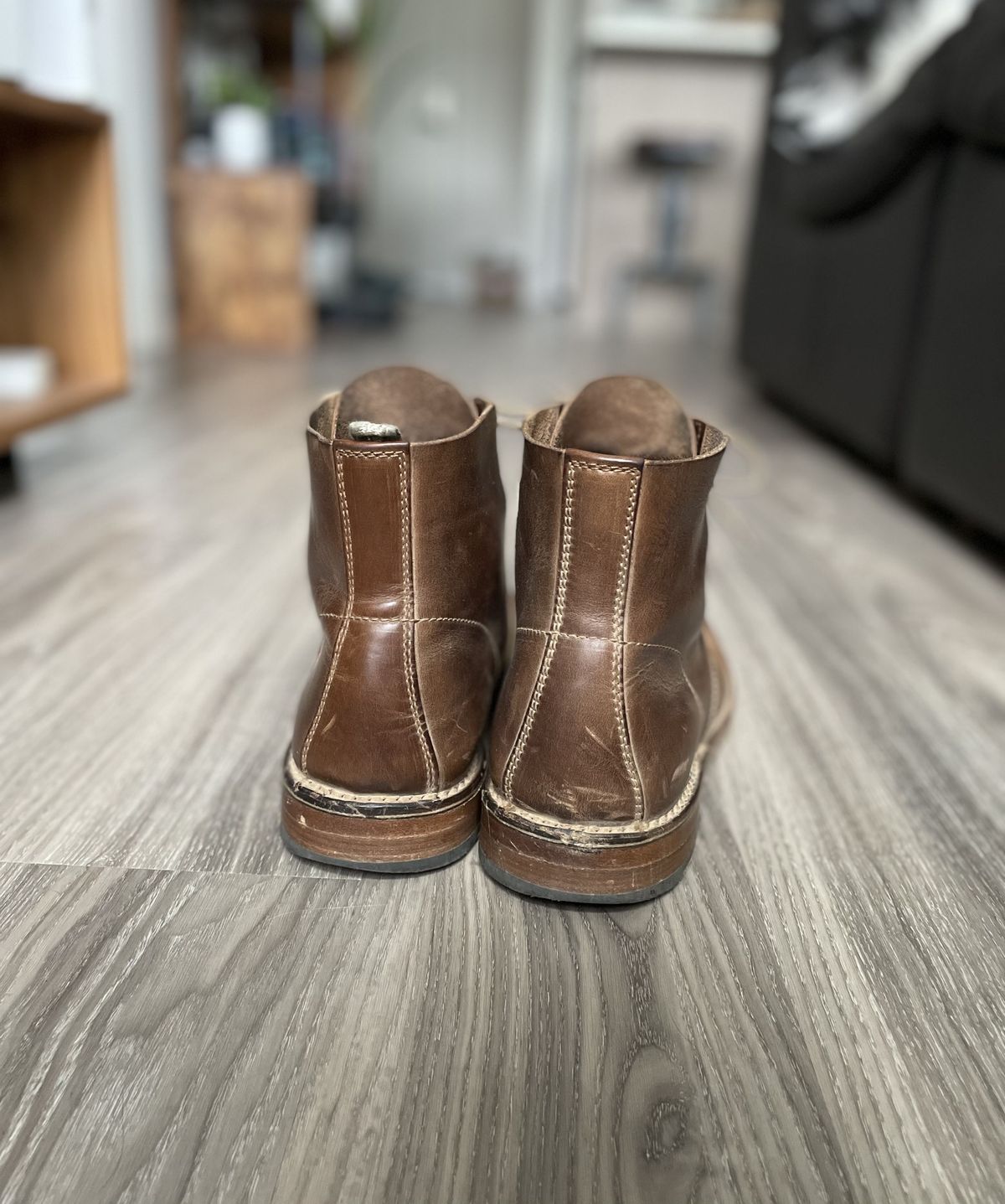 Photo by patinathunderdome on December 4, 2021 of the Officine Creative Ratio Boots in Brown Italian.