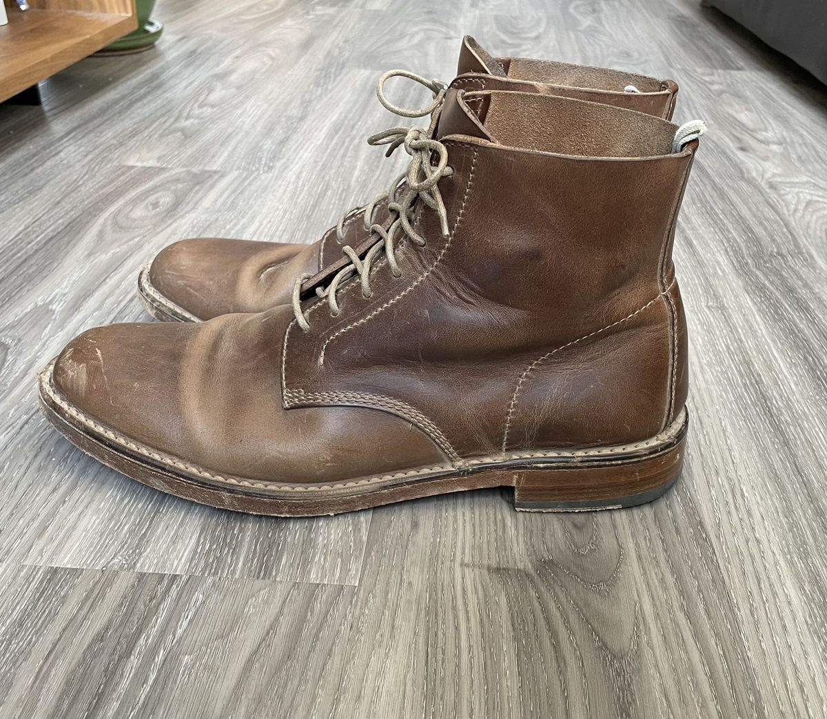 Photo by patinathunderdome on January 5, 2022 of the Officine Creative Ratio Boots in Brown Italian.