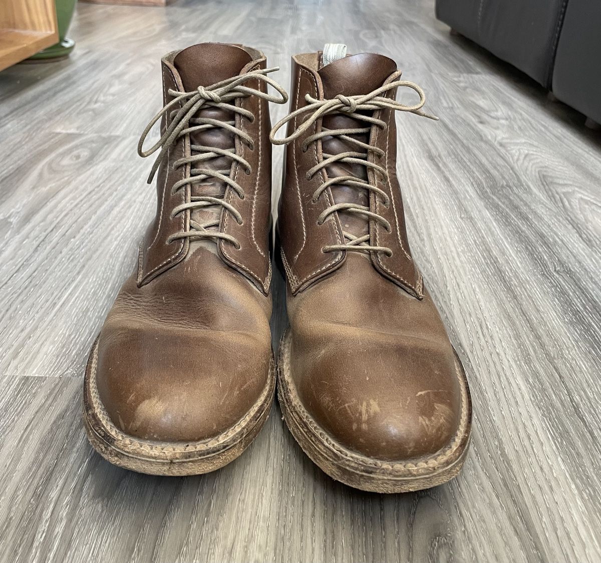 Photo by patinathunderdome on January 5, 2022 of the Officine Creative Ratio Boots in Brown Italian.